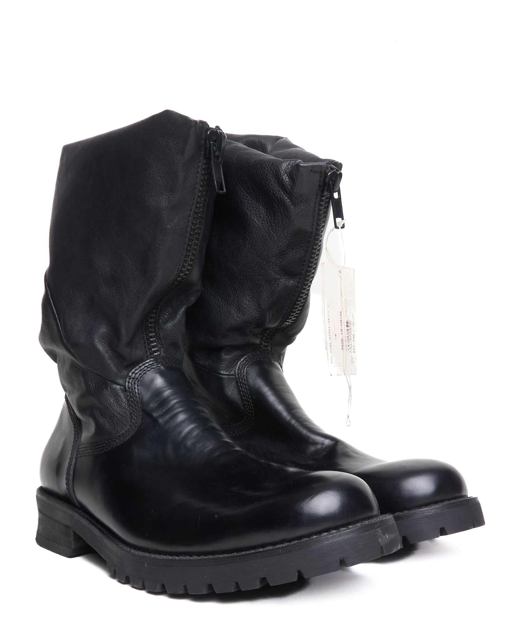 Early 00s Cabane de Zucca Slouch Zip Leather Boot