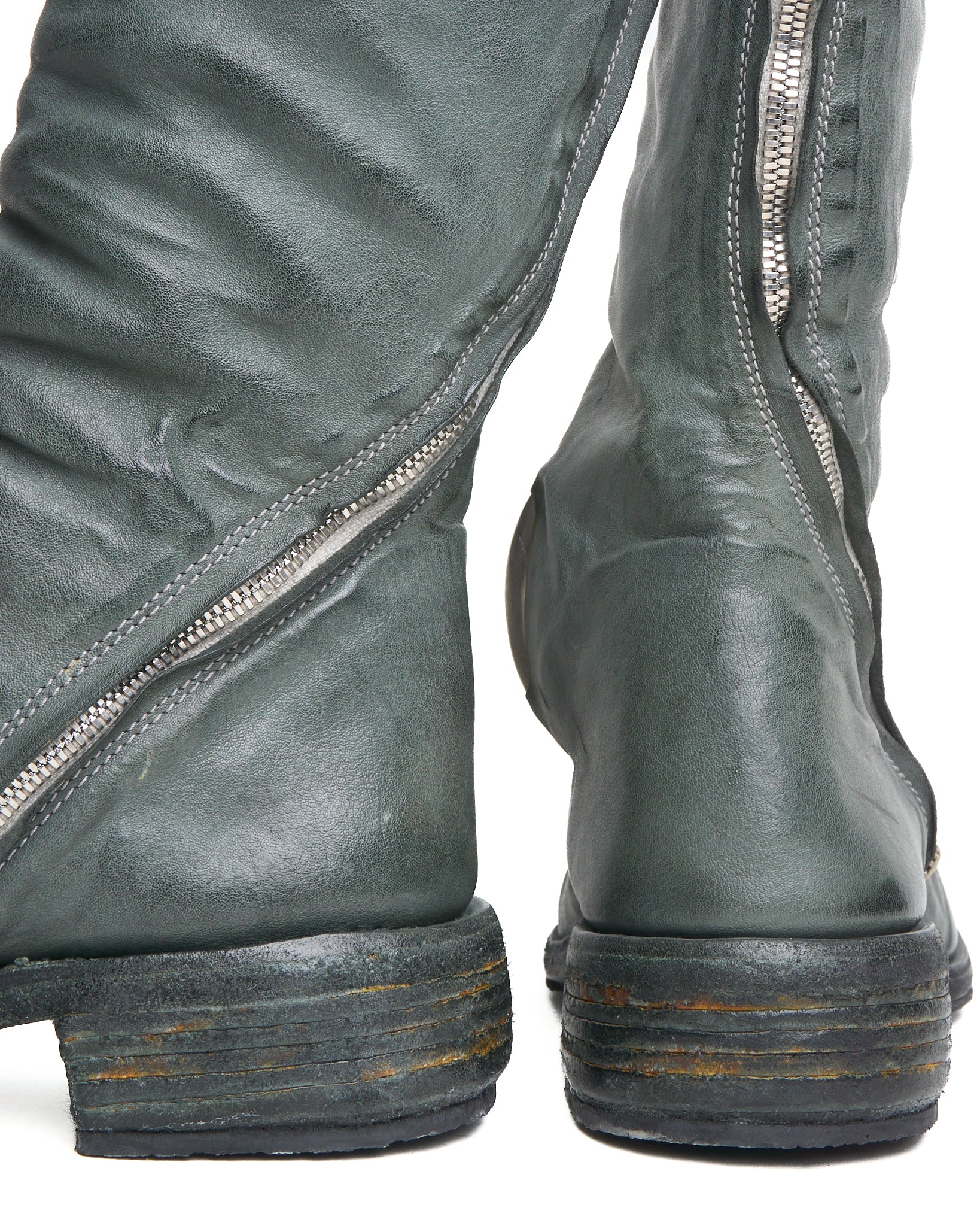 Carol Christian Poell ‘AM/2687P ROOMS-PTC/19’ Kangaroo Leather Titanium Prosthetic Tornado Zip Boots