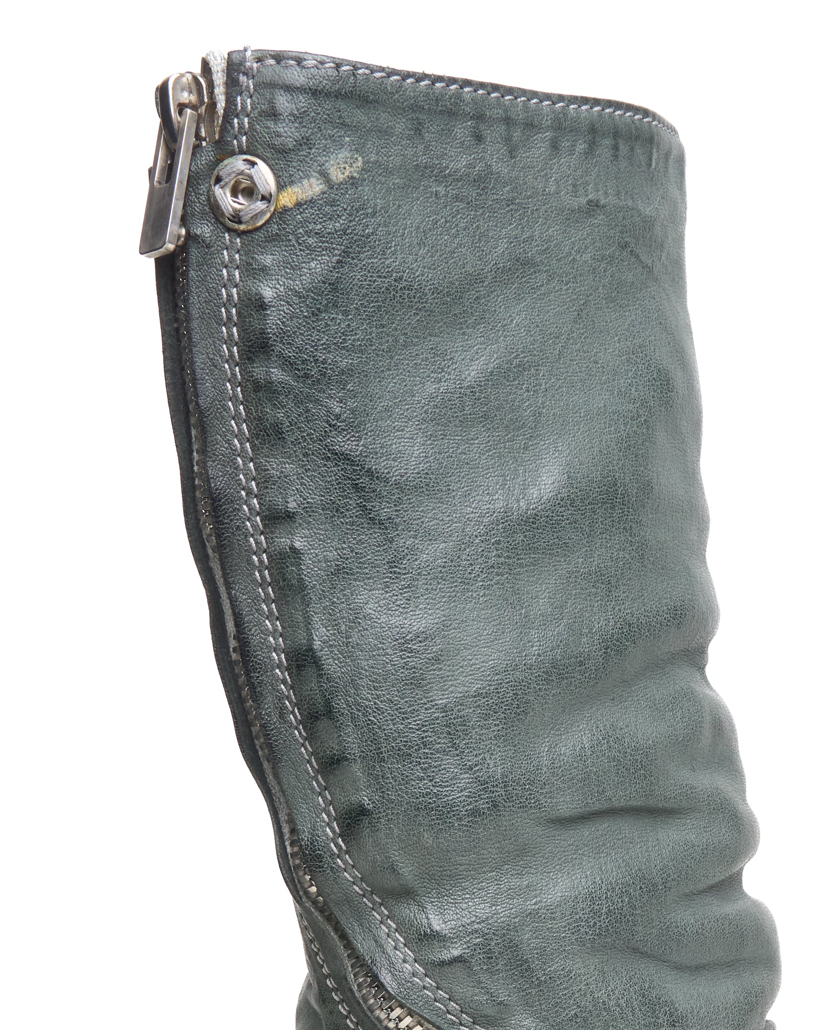 Carol Christian Poell ‘AM/2687P ROOMS-PTC/19’ Kangaroo Leather Titanium Prosthetic Tornado Zip Boots