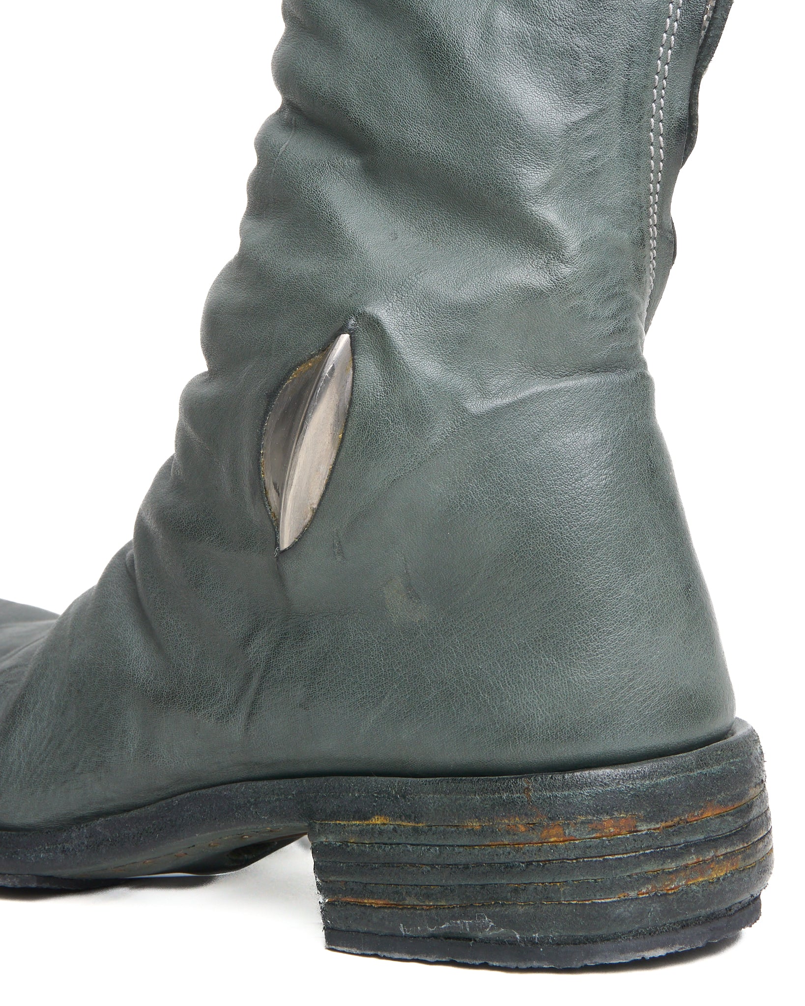 Carol Christian Poell ‘AM/2687P ROOMS-PTC/19’ Kangaroo Leather Titanium Prosthetic Tornado Zip Boots