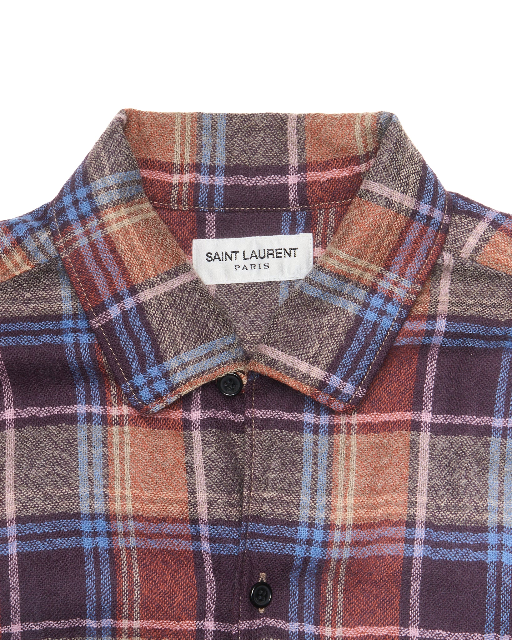 S/S20 Saint Laurent Paris Plaid Short Sleeve Button Up