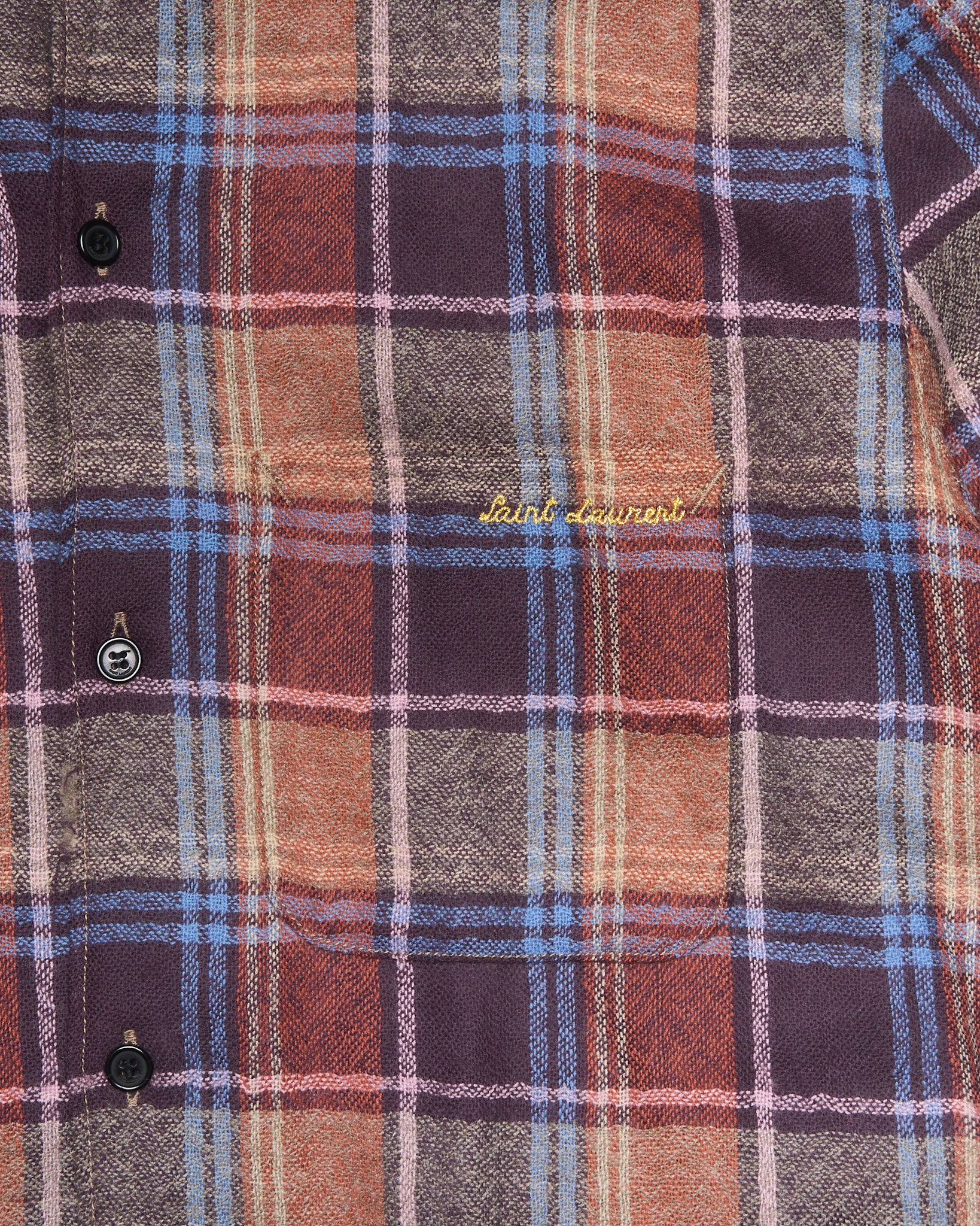 S/S20 Saint Laurent Paris Plaid Short Sleeve Button Up