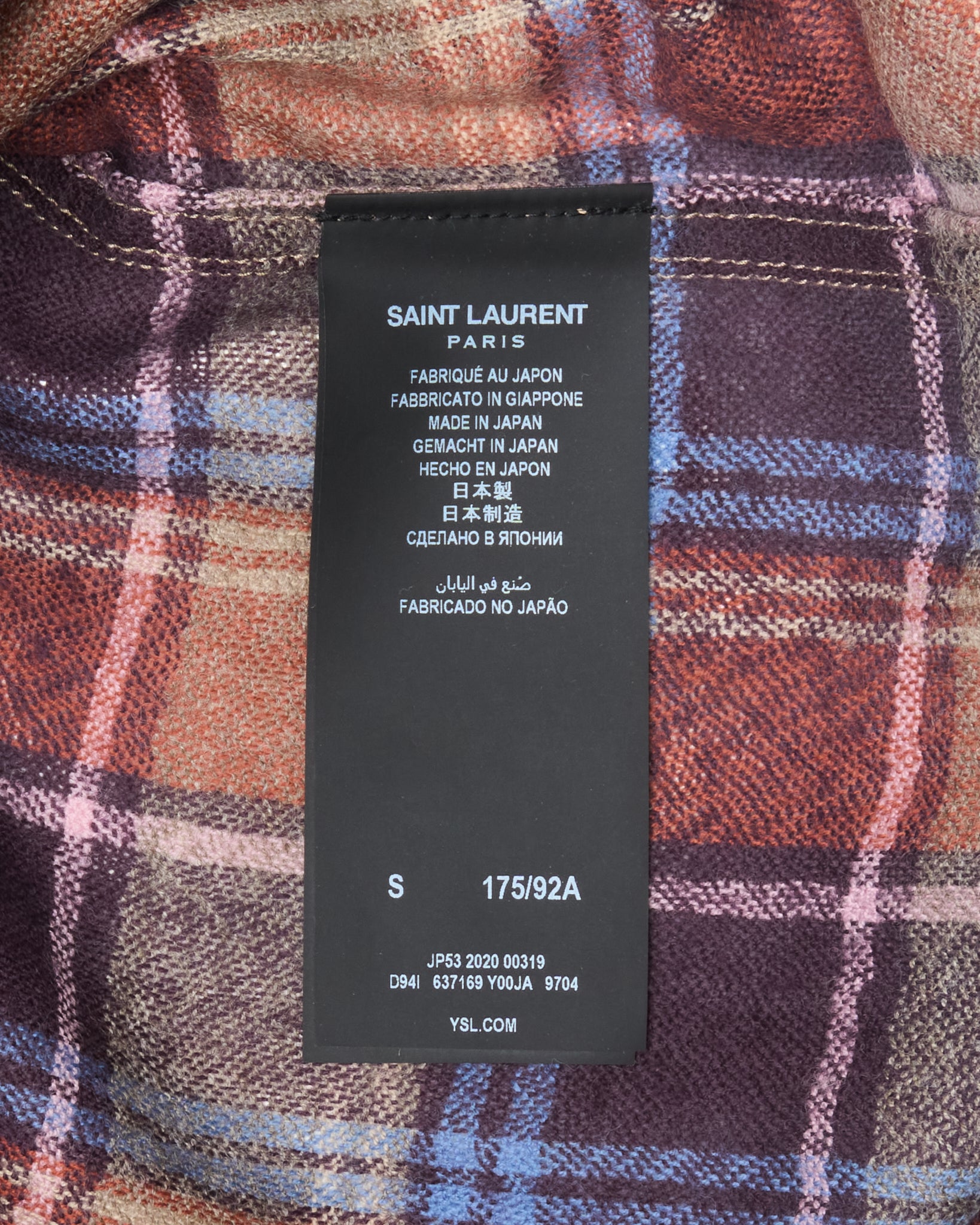 S/S20 Saint Laurent Paris Plaid Short Sleeve Button Up