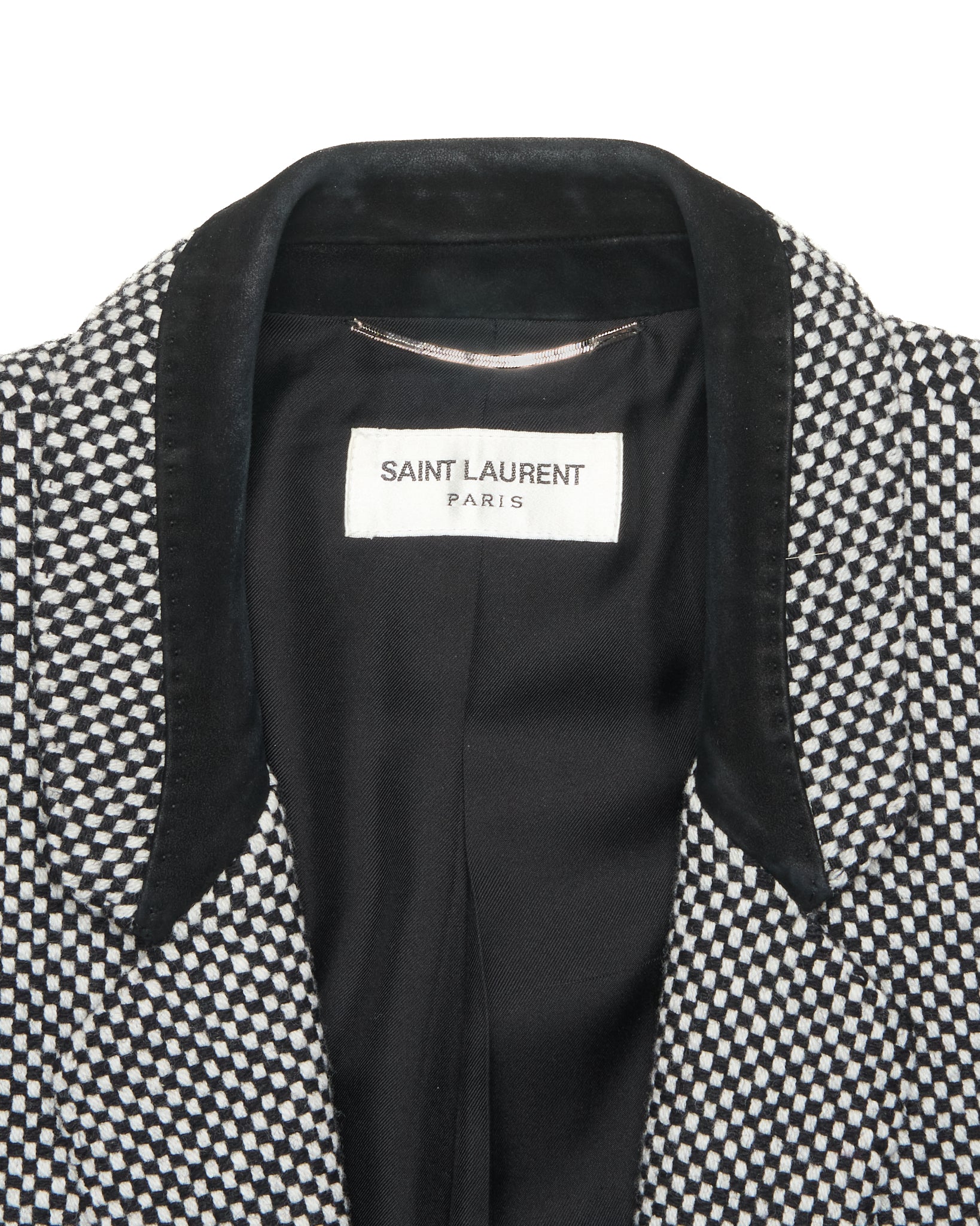 Mid 2010s Saint Laurent Paris Suede Trim Wool Blend Blazer