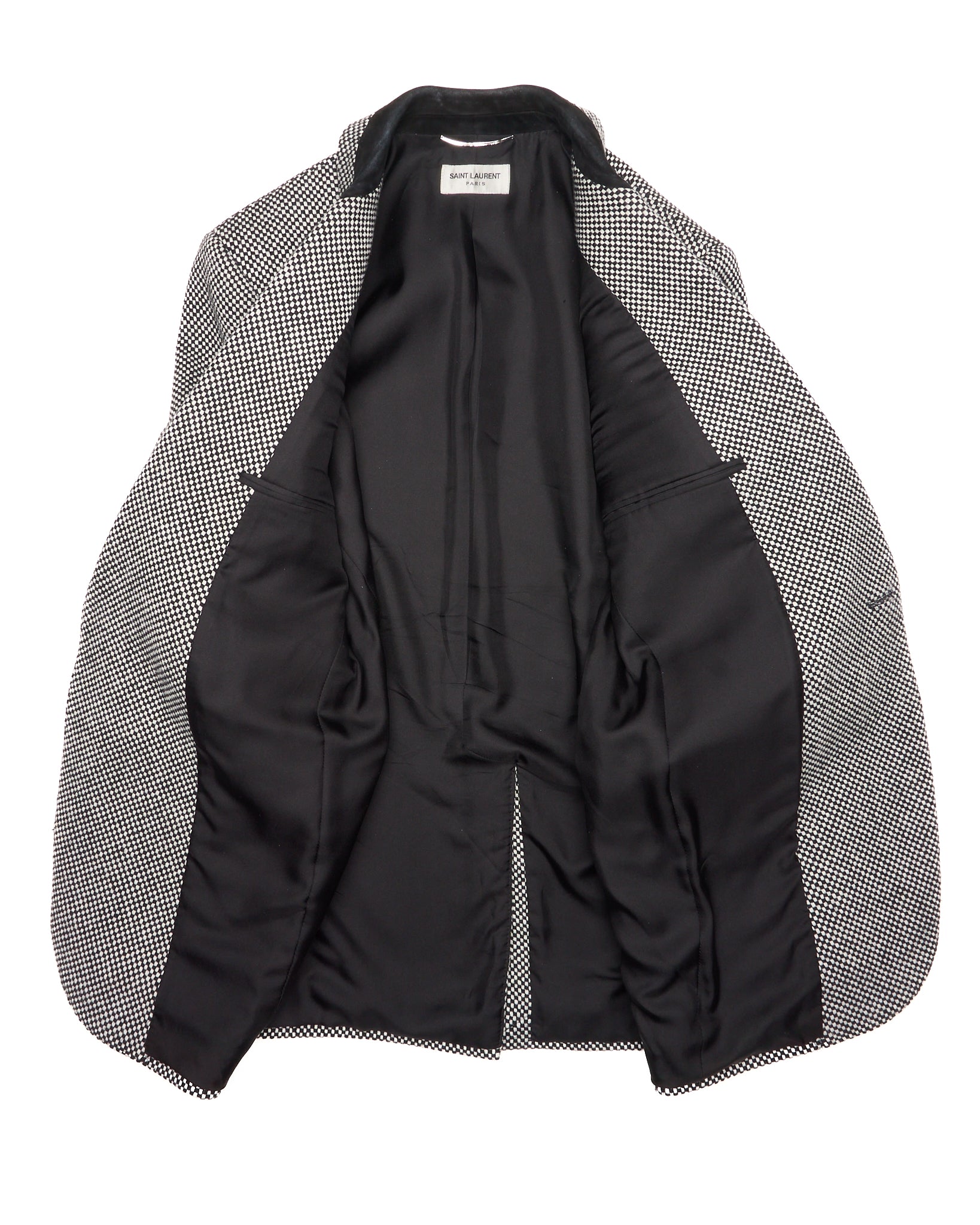 Mid 2010s Saint Laurent Paris Suede Trim Wool Blend Blazer