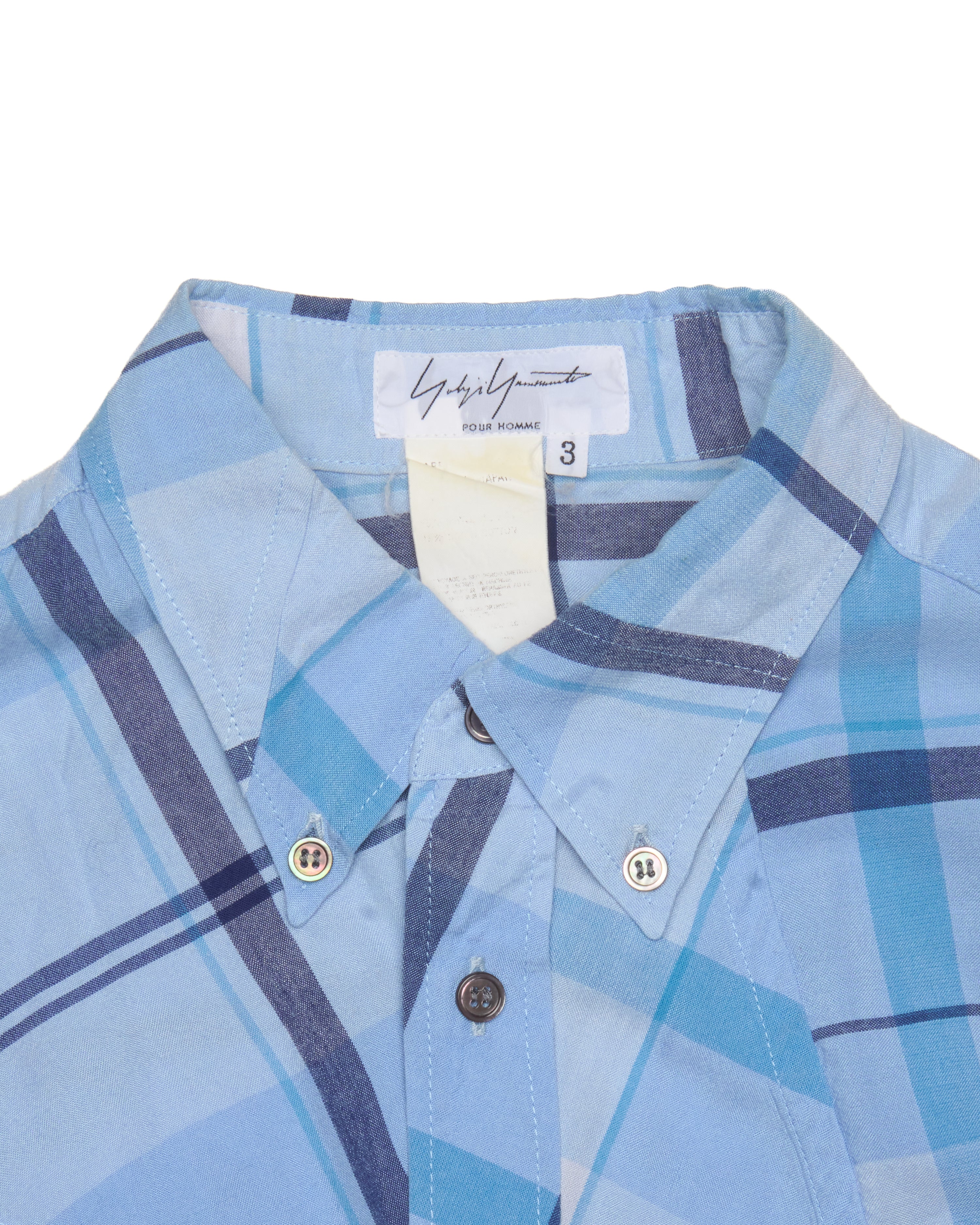 Early 00s Yohji Yamamoto POUR HOMME Plaid Button Up