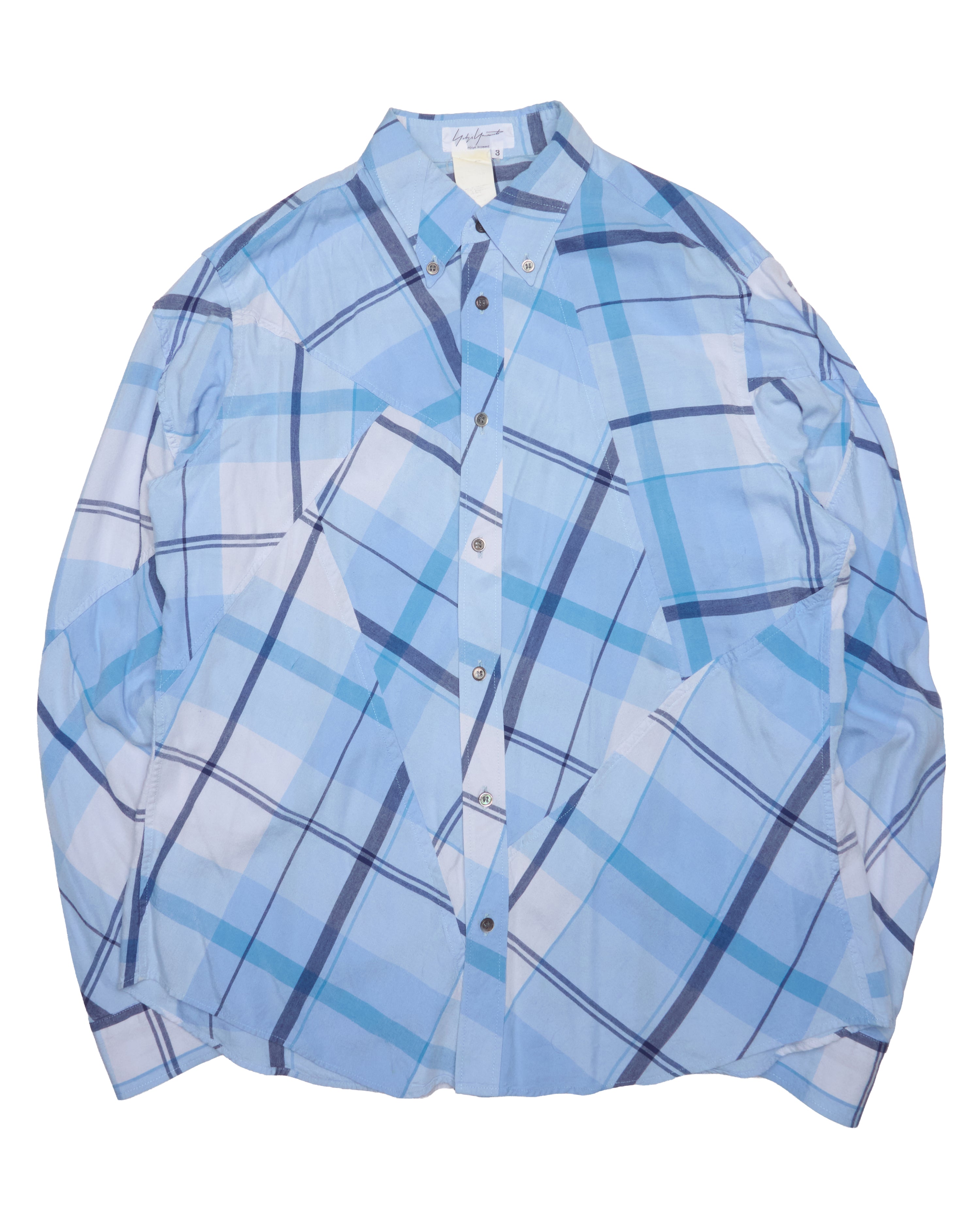 Early 00s Yohji Yamamoto POUR HOMME Plaid Button Up