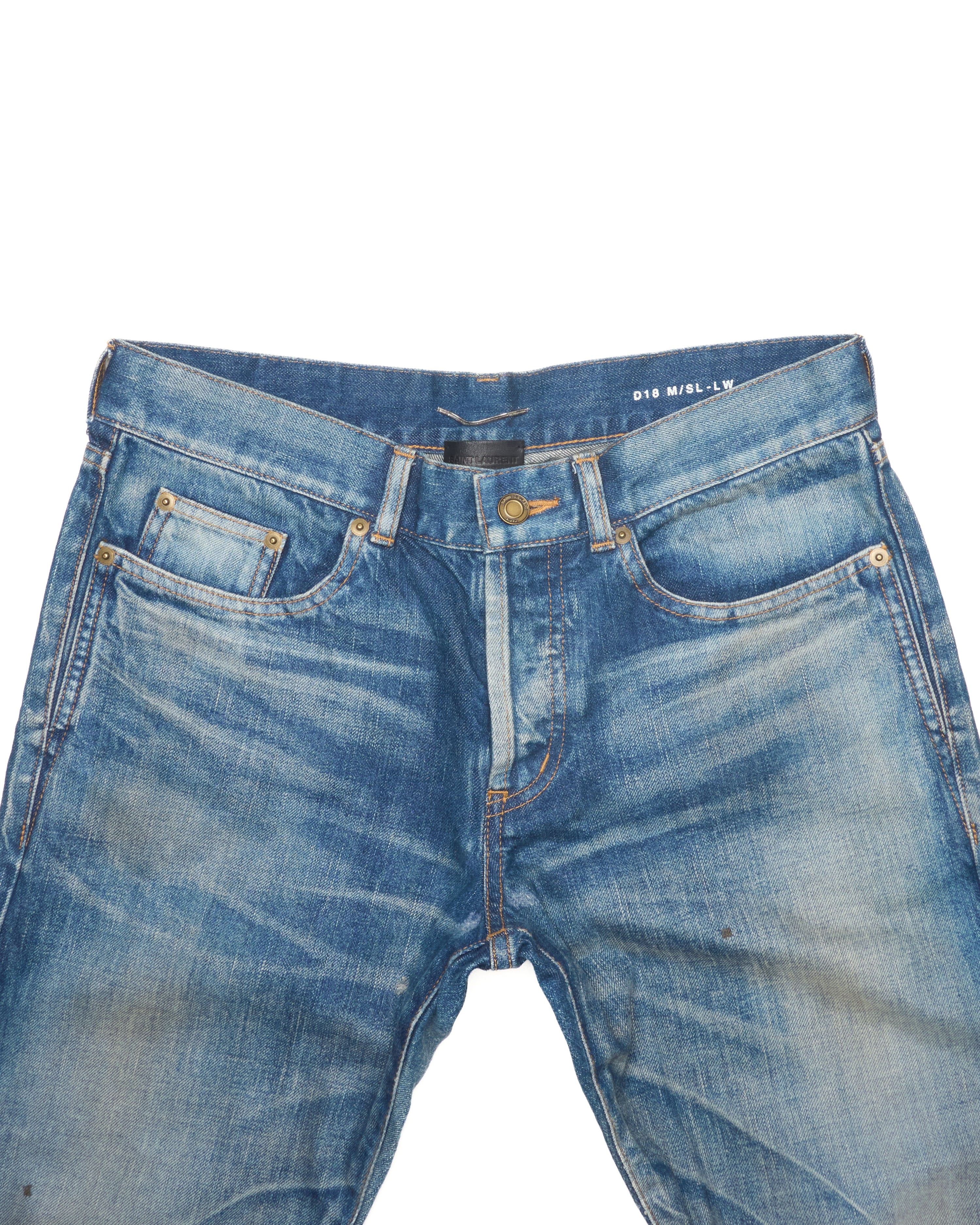 Saint Laurent Paris ‘D18’ Faded Blue Slim Fit Denim