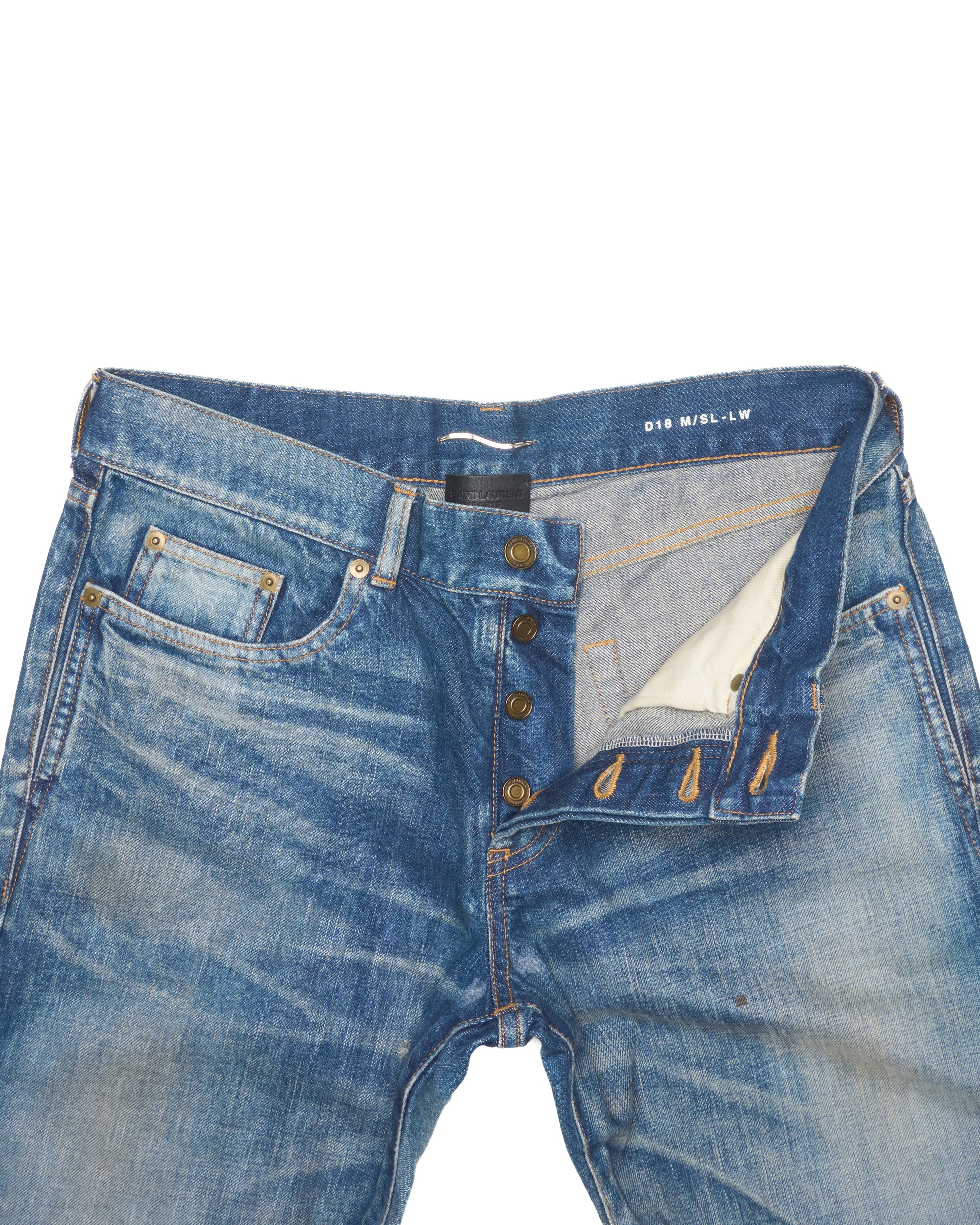 Saint Laurent Paris ‘D18’ Faded Blue Slim Fit Denim