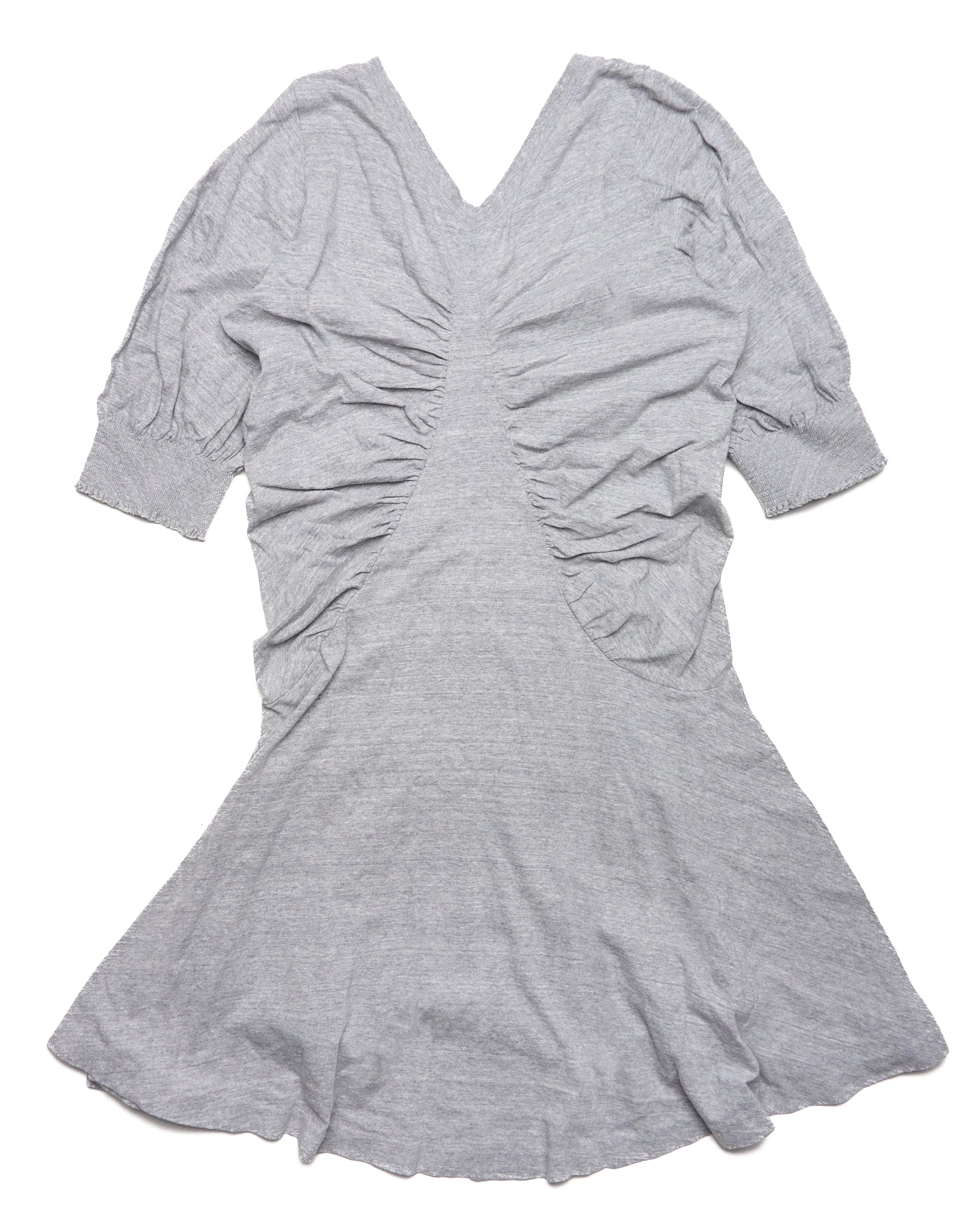 Early 00s Zucca Gray Shortsleeve Ruched Dress