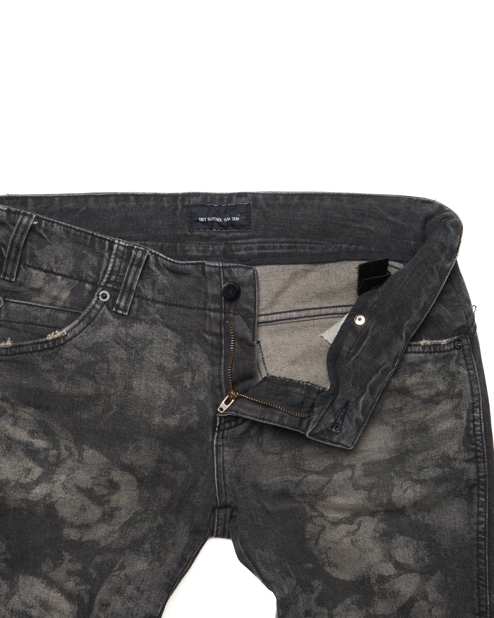 Diet Butcher Gray Blotch Print Slim Denim