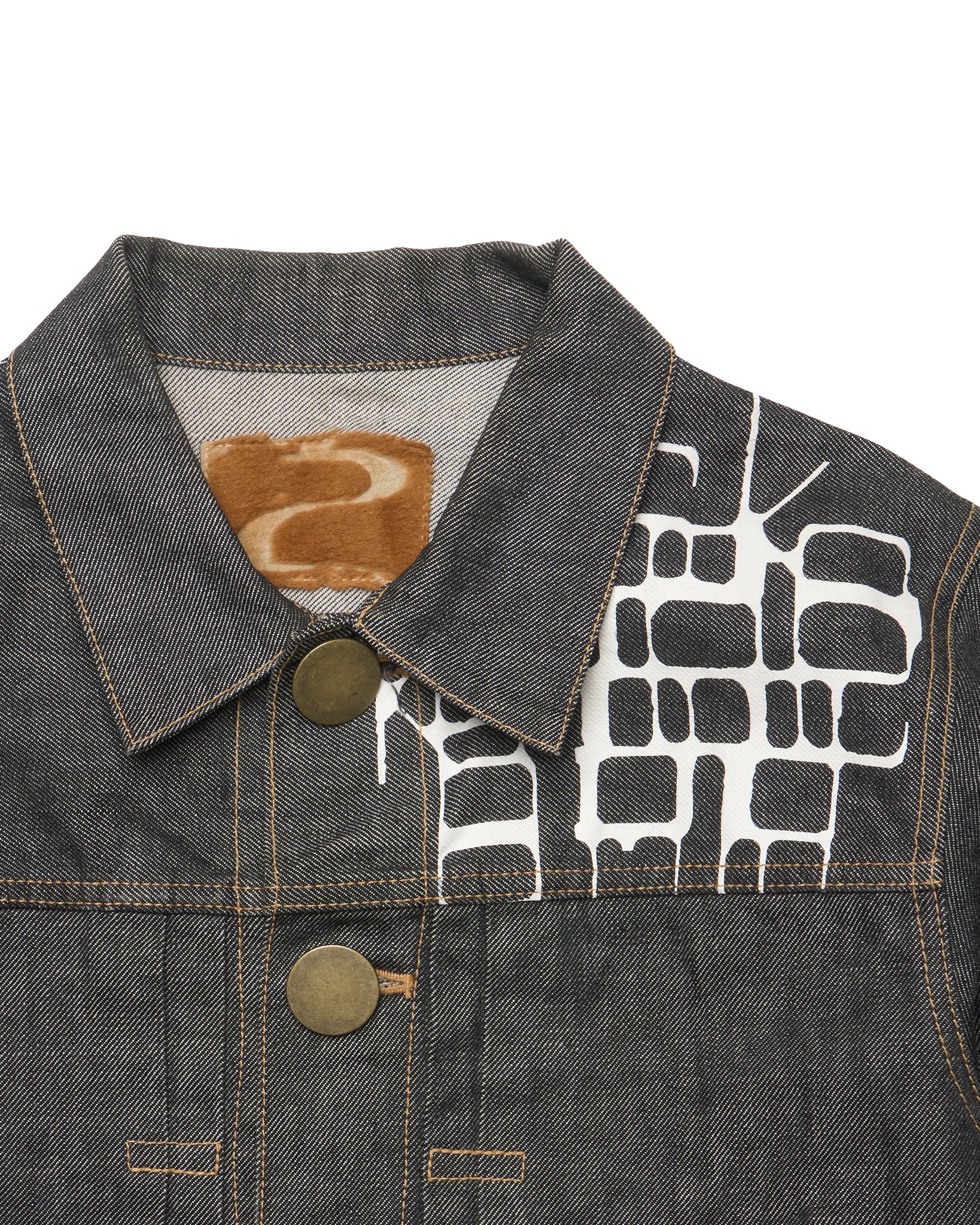 Late 90’s Beauty:Beast Type II Large Button Graphic Print Denim Jacket