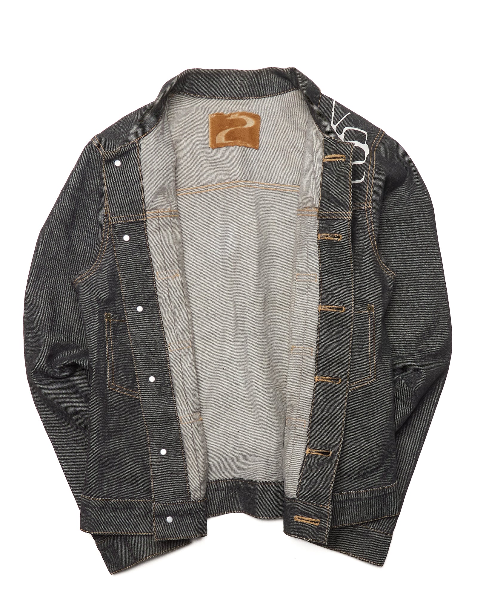 Late 90’s Beauty:Beast Type II Large Button Graphic Print Denim Jacket