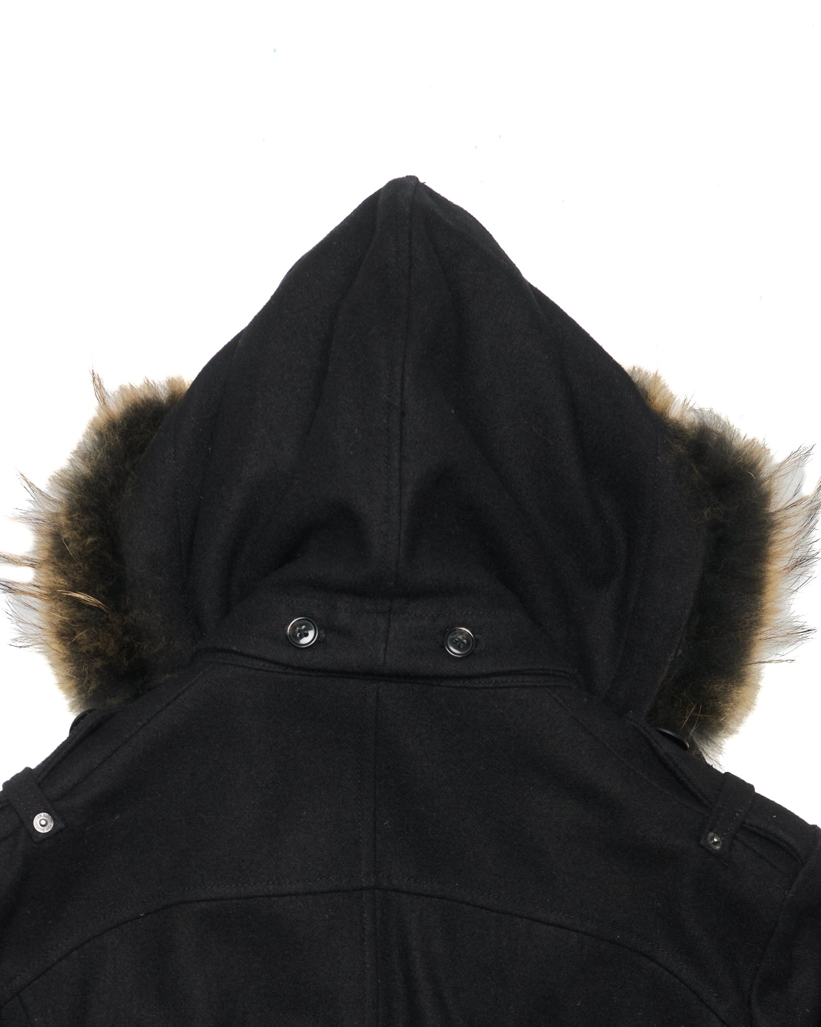 Early 00s PPFM Convertible ‘Napoleon’ Brown Fur Hooded Military Zip-up Wool Jacket