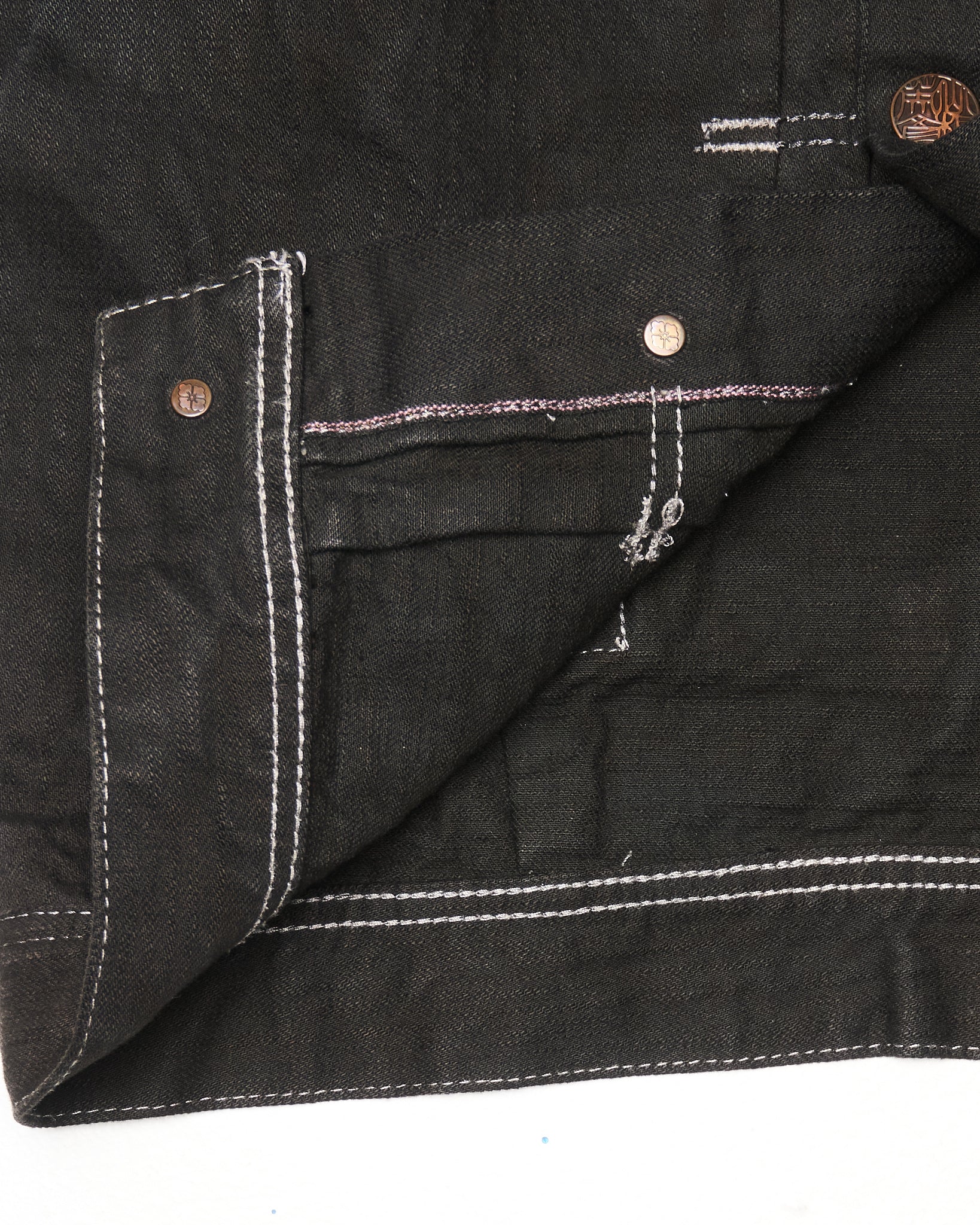 Mid 00s EVISU YAMANE Hand-Paint Seagull Type I Black Selvedge Denim Jacket
