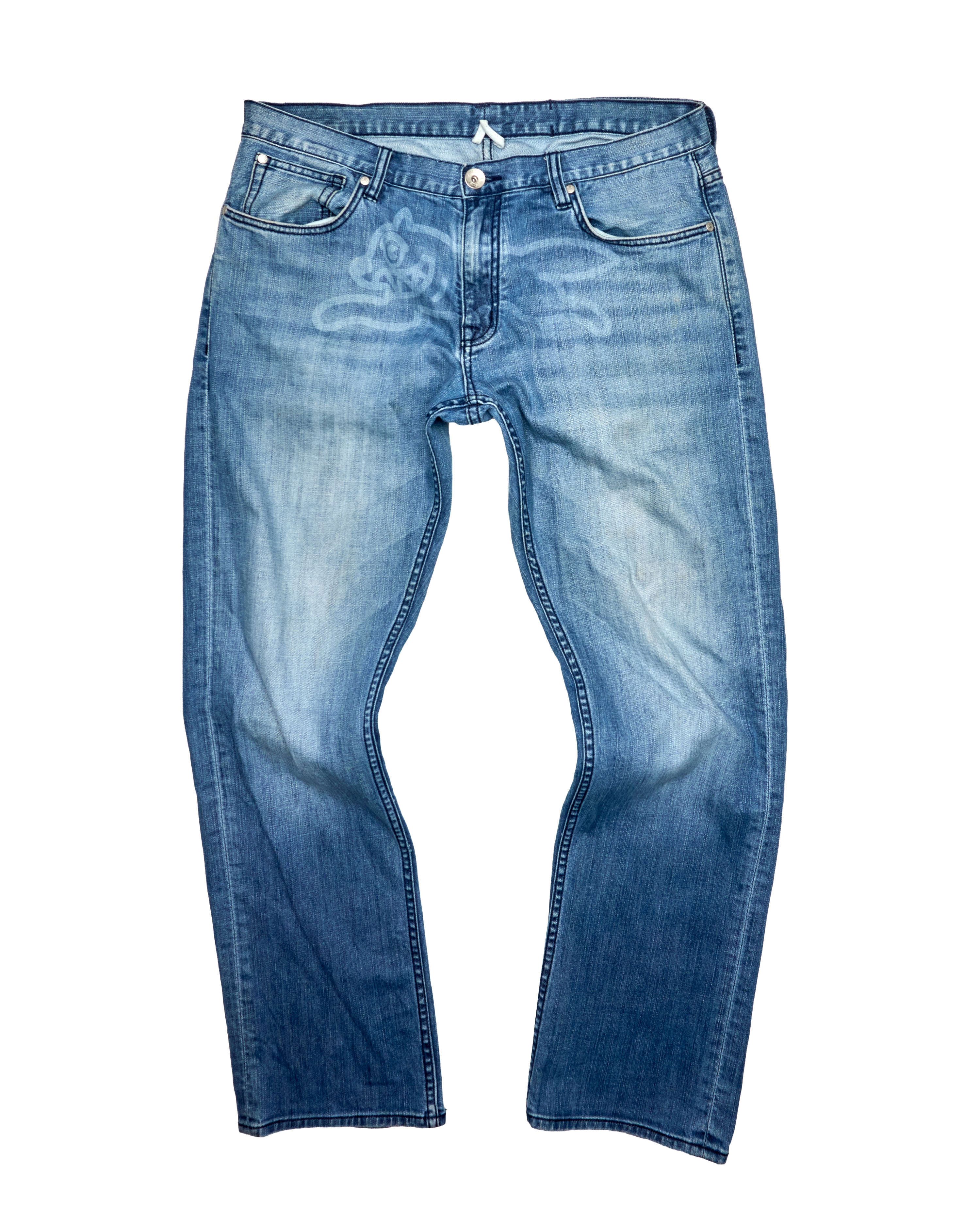 Mid 00s Ice Cream Ghost Print Running Dog Lightwash Jeans