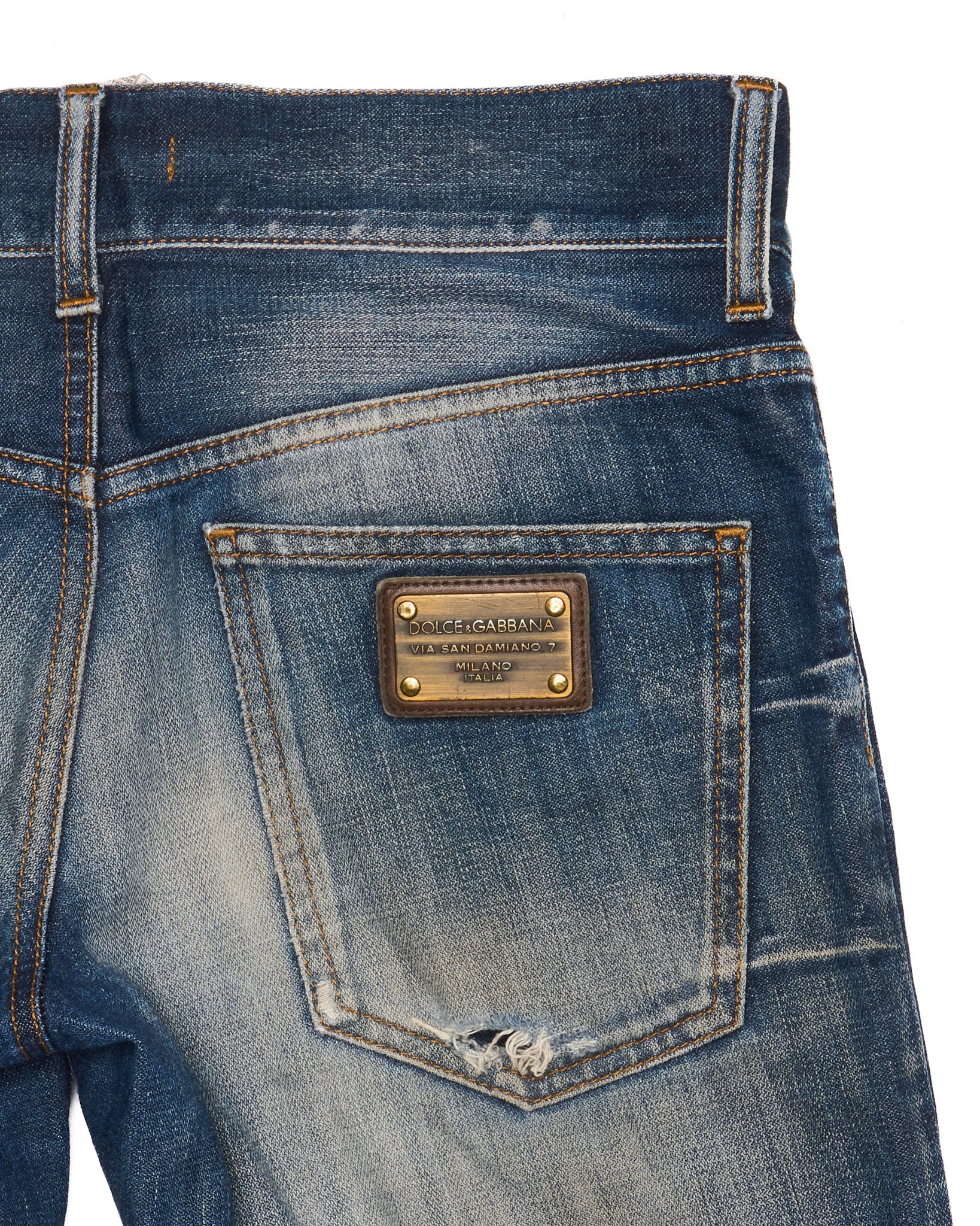 Mid 00s Dolce & Gabbana Distressed Blue Denim
