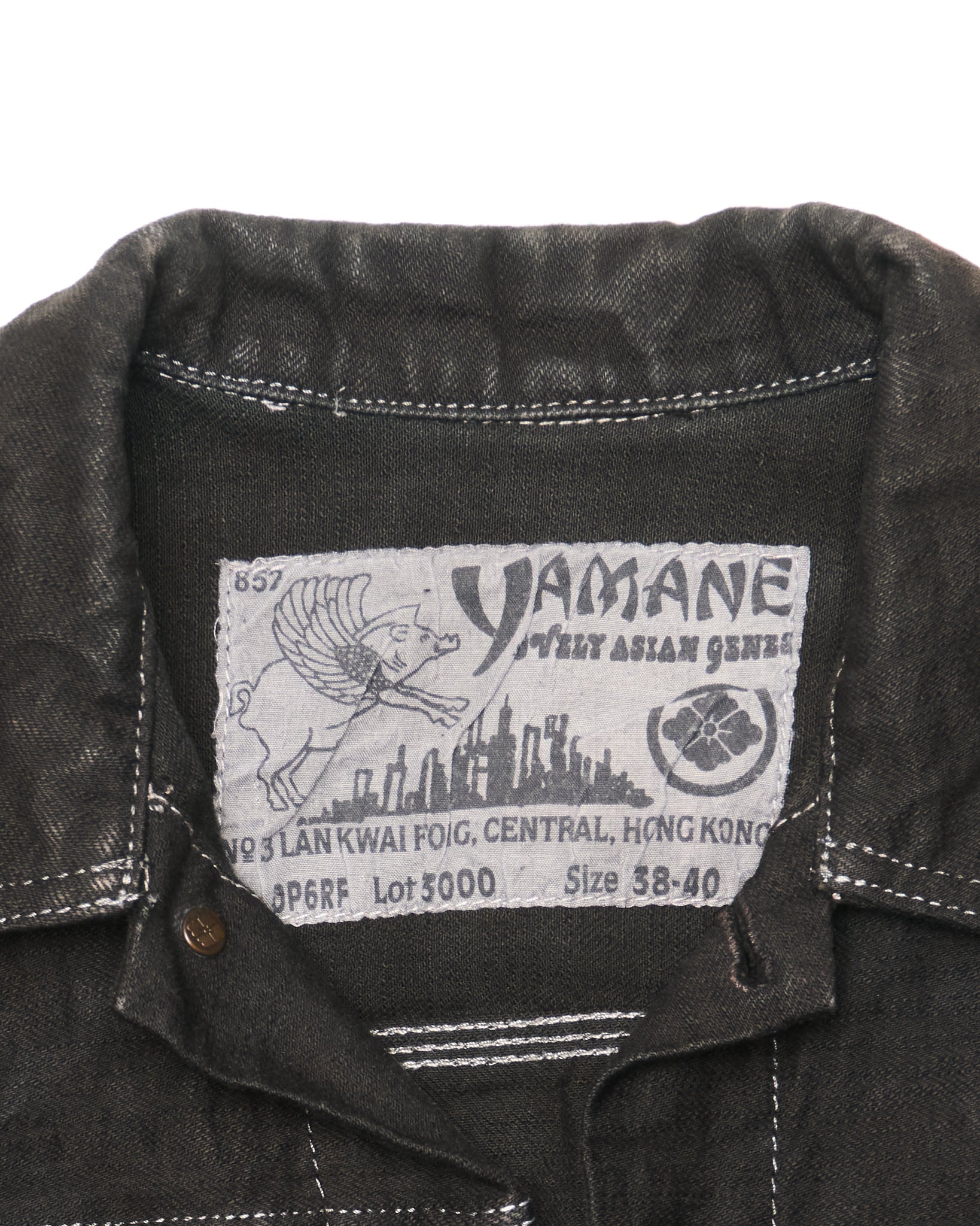 Mid 00s EVISU YAMANE Hand-Paint Seagull Type I Black Selvedge Denim Jacket
