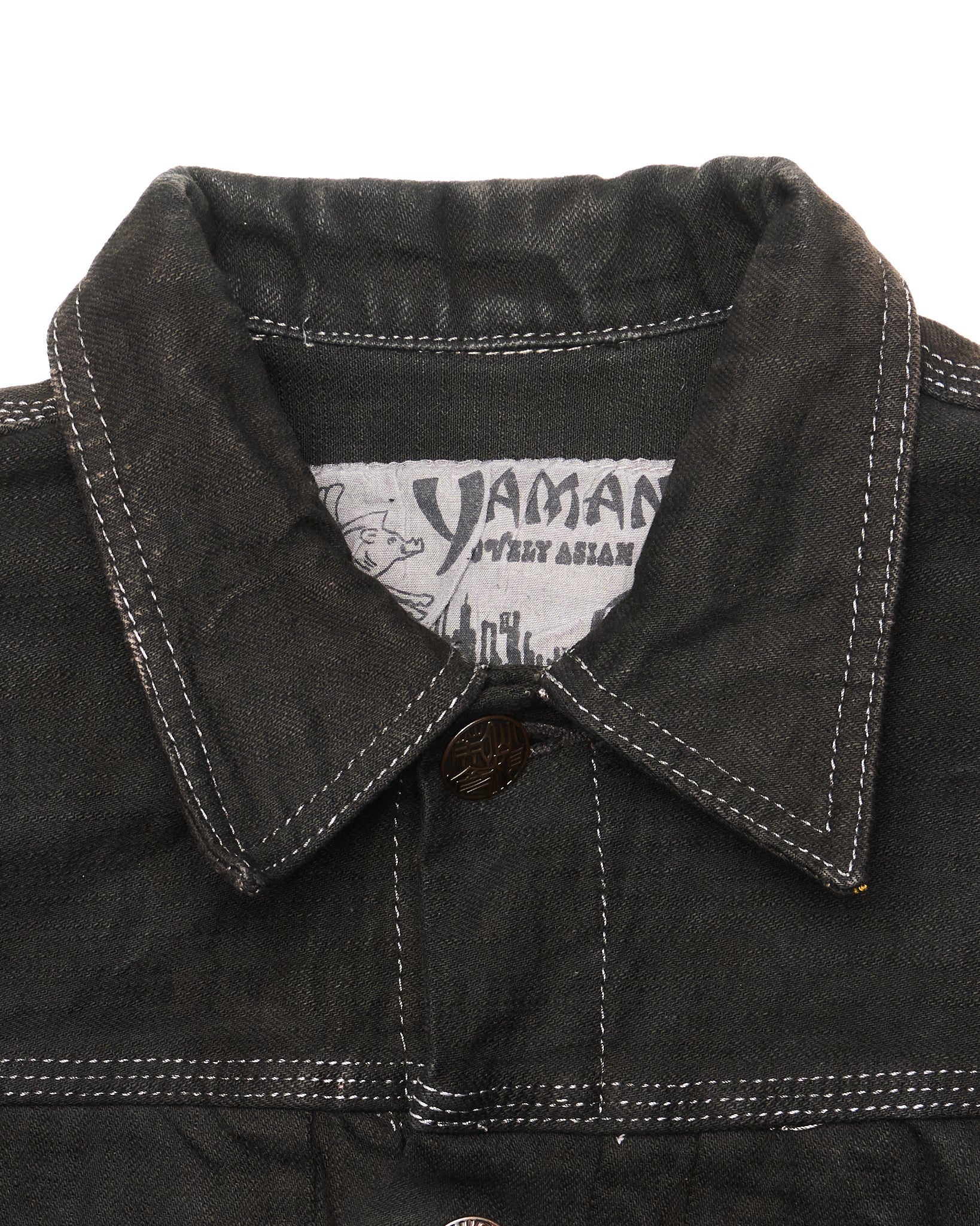 Mid 00s EVISU YAMANE Hand-Paint Seagull Type I Black Selvedge Denim Jacket