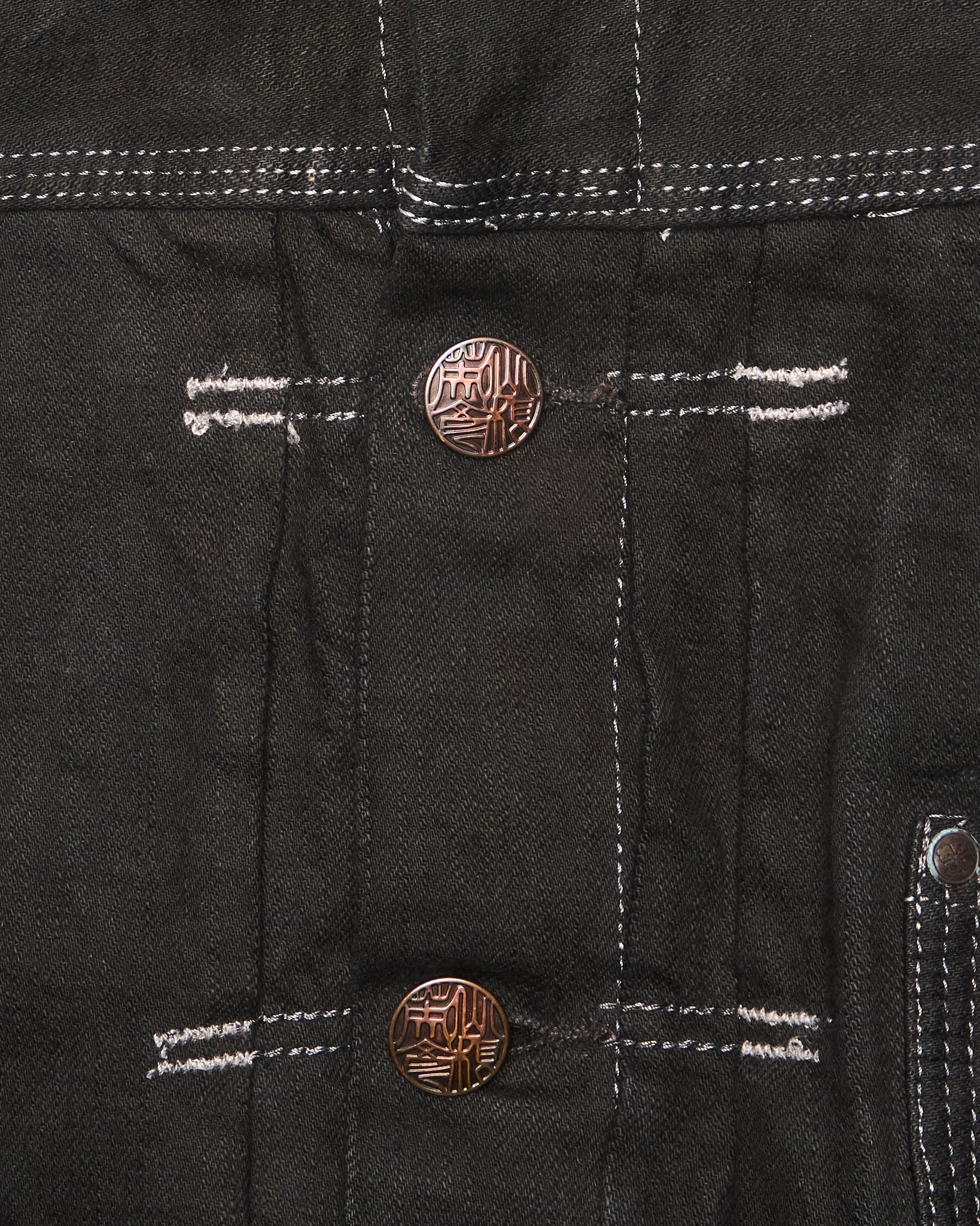 Mid 00s EVISU YAMANE Hand-Paint Seagull Type I Black Selvedge Denim Jacket