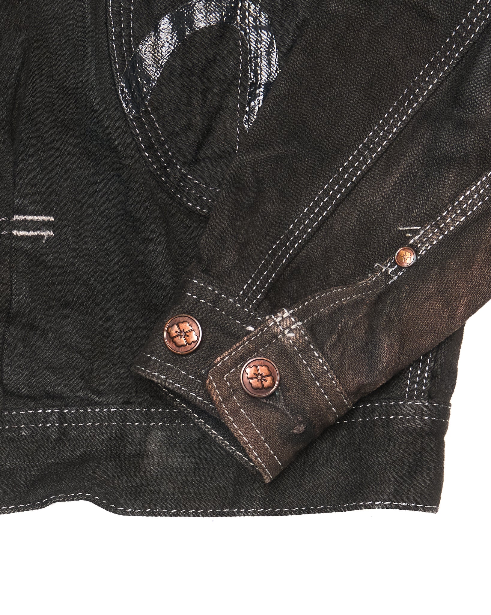 Mid 00s EVISU YAMANE Hand-Paint Seagull Type I Black Selvedge Denim Jacket
