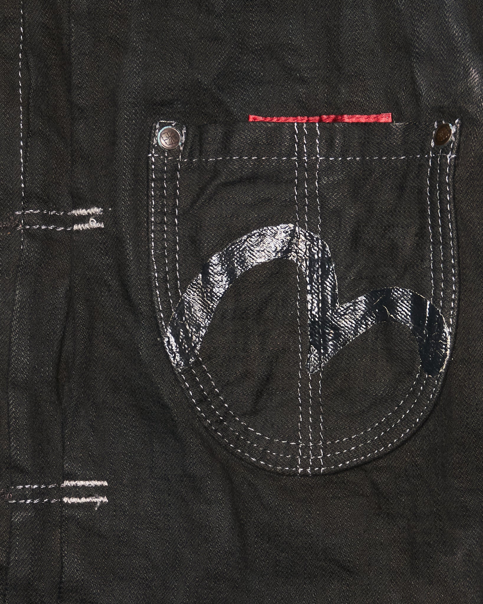 Mid 00s EVISU YAMANE Hand-Paint Seagull Type I Black Selvedge Denim Jacket