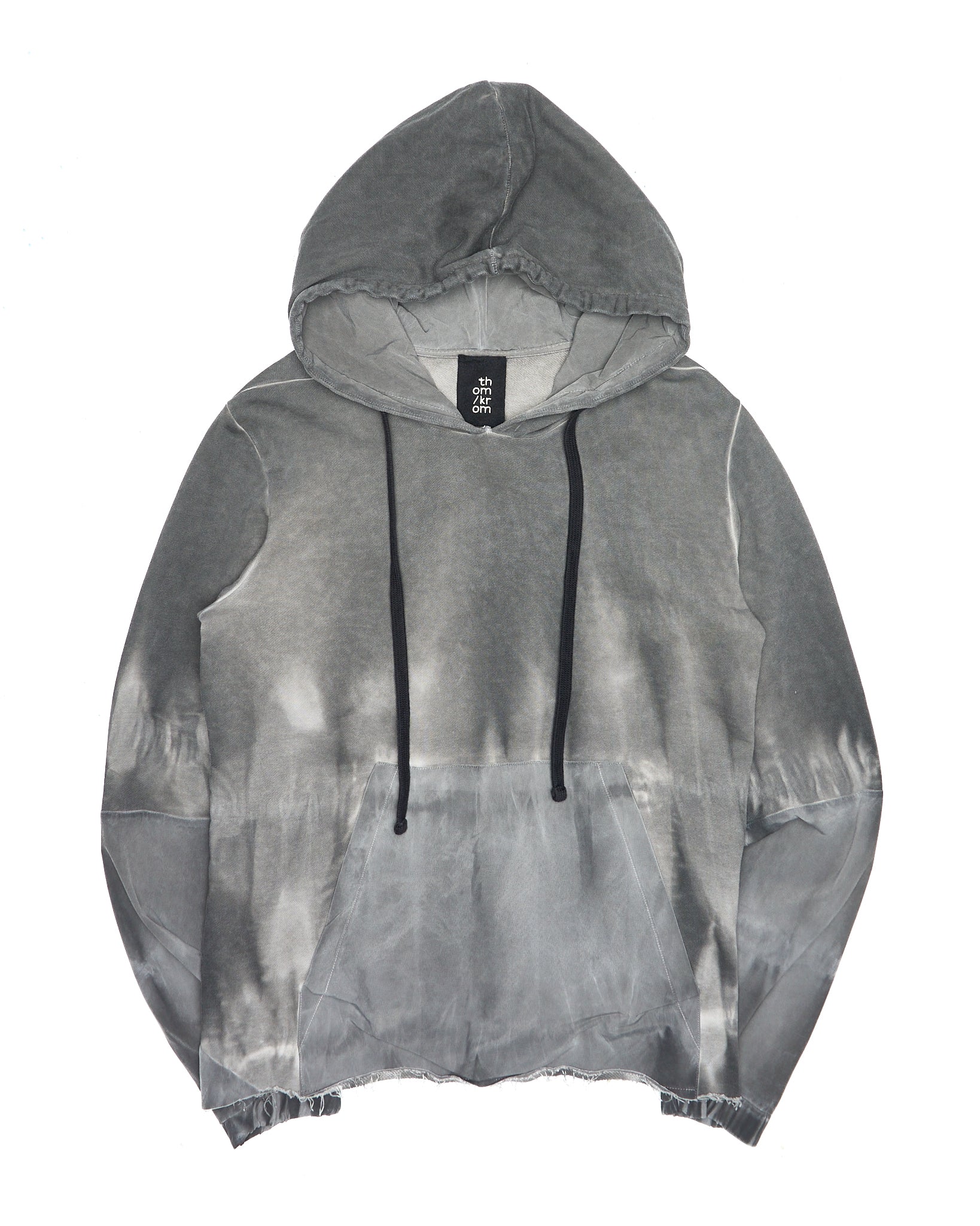 Mid 2010s Thom/Krom Grey Dyed Panelled Raw Hem Hoodie