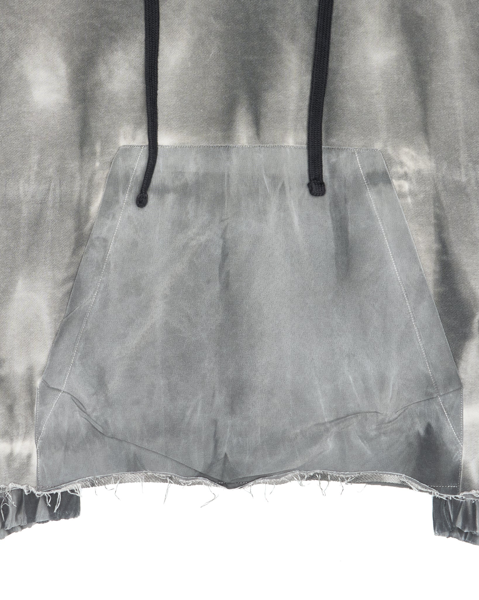 Mid 2010s Thom/Krom Grey Dyed Panelled Raw Hem Hoodie