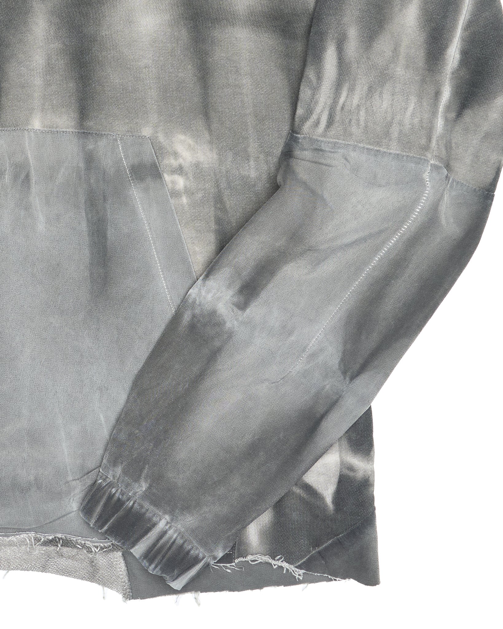 Mid 2010s Thom/Krom Grey Dyed Panelled Raw Hem Hoodie