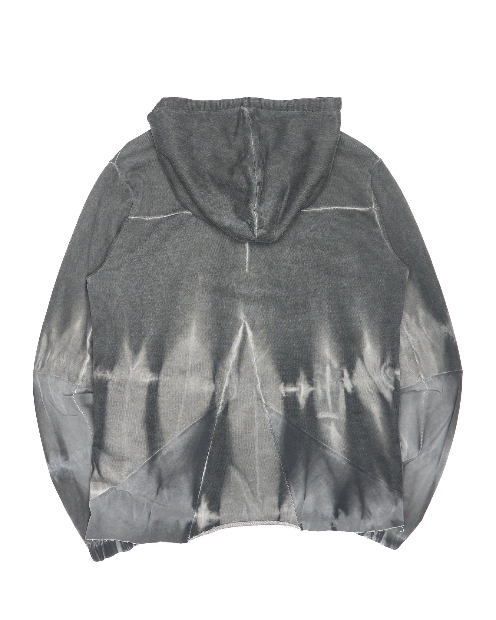 Mid 2010s Thom/Krom Grey Dyed Panelled Raw Hem Hoodie