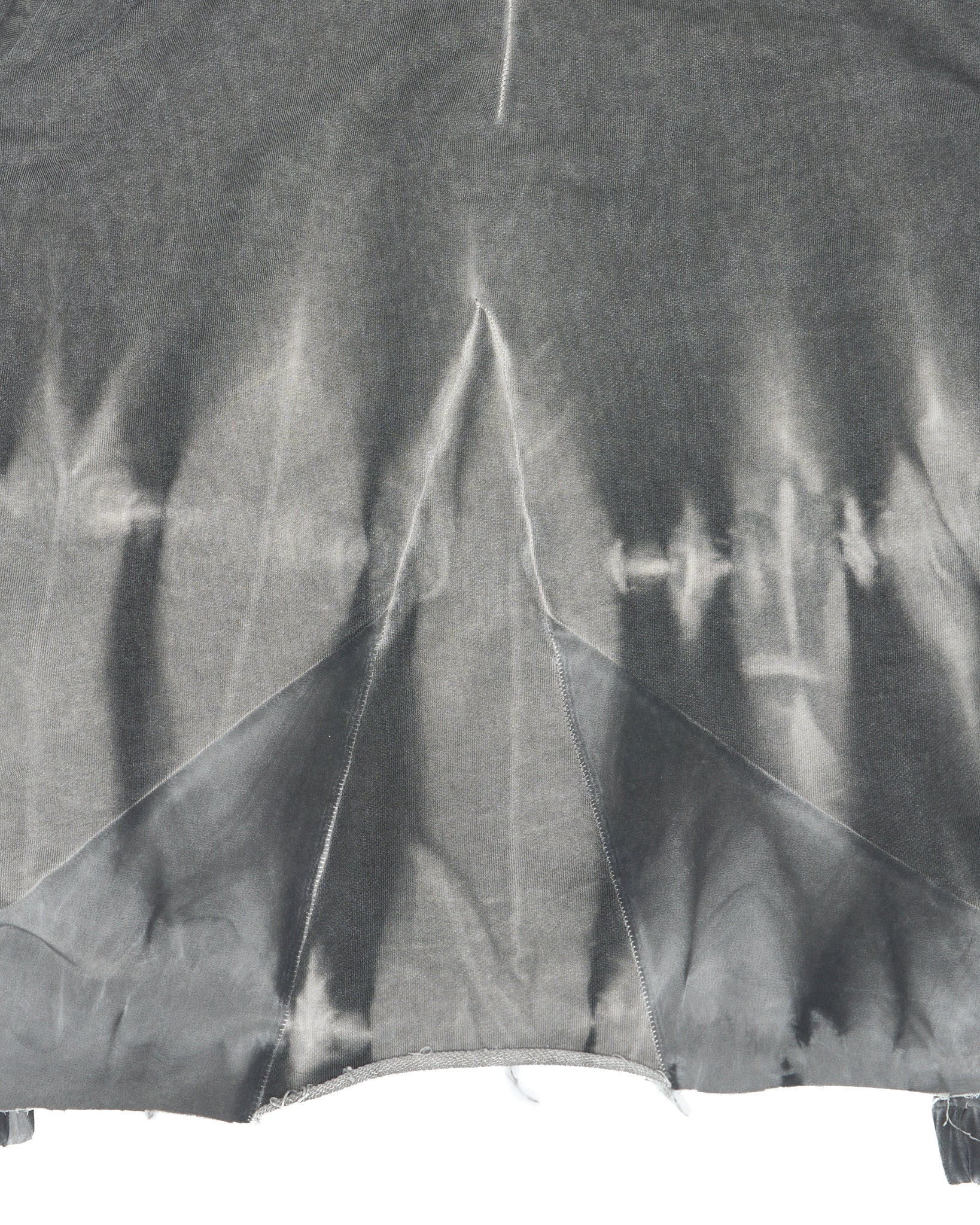 Mid 2010s Thom/Krom Grey Dyed Panelled Raw Hem Hoodie
