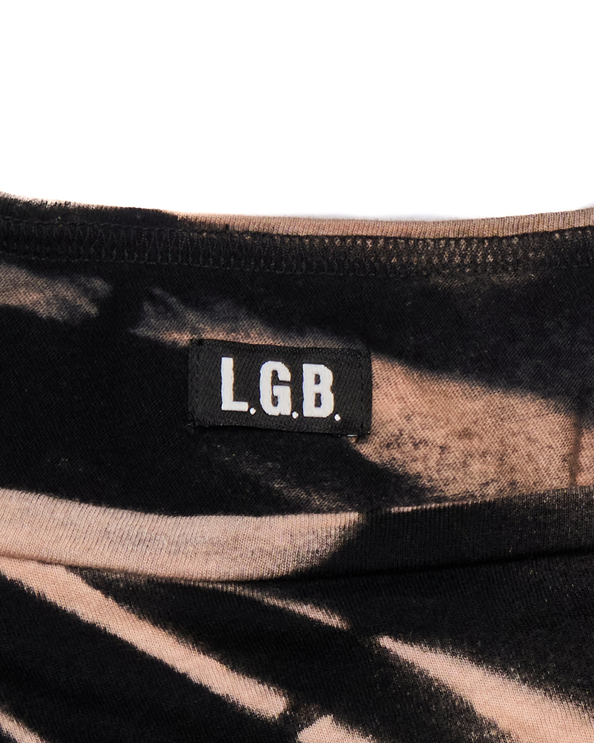L.G.B. Asymmetrical Swoop Neck Black Bleached Top