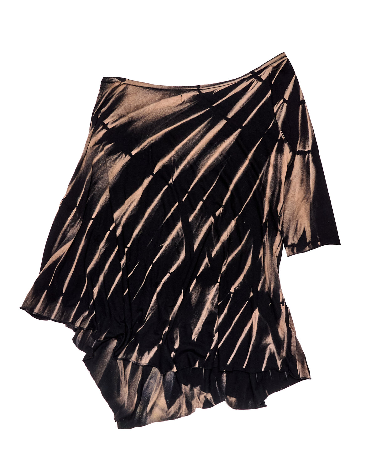 L.G.B. Asymmetrical Swoop Neck Black Bleached Top