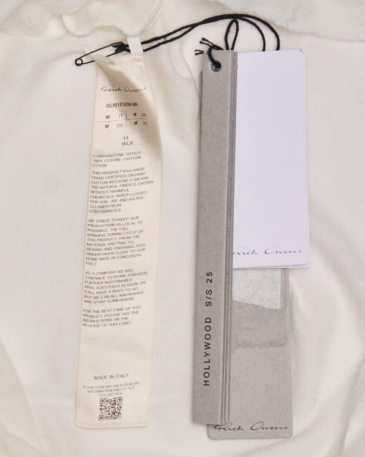 S/S25 Rick Owens ‘HOLLYWOOD’ Ribbed Jersey Milk Long-Sleeve