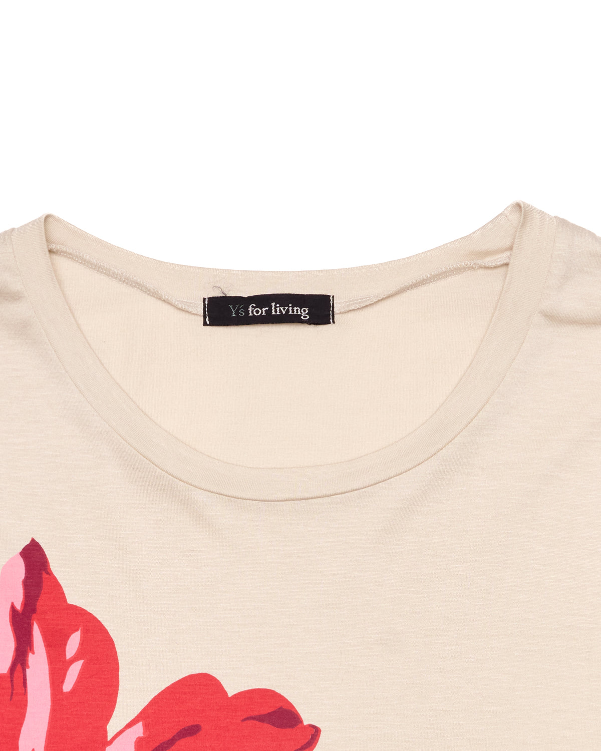 Early 00s Y’s for Living by Yohji Yamamoto Floral Tan Half-Sleeve Tee Shirt