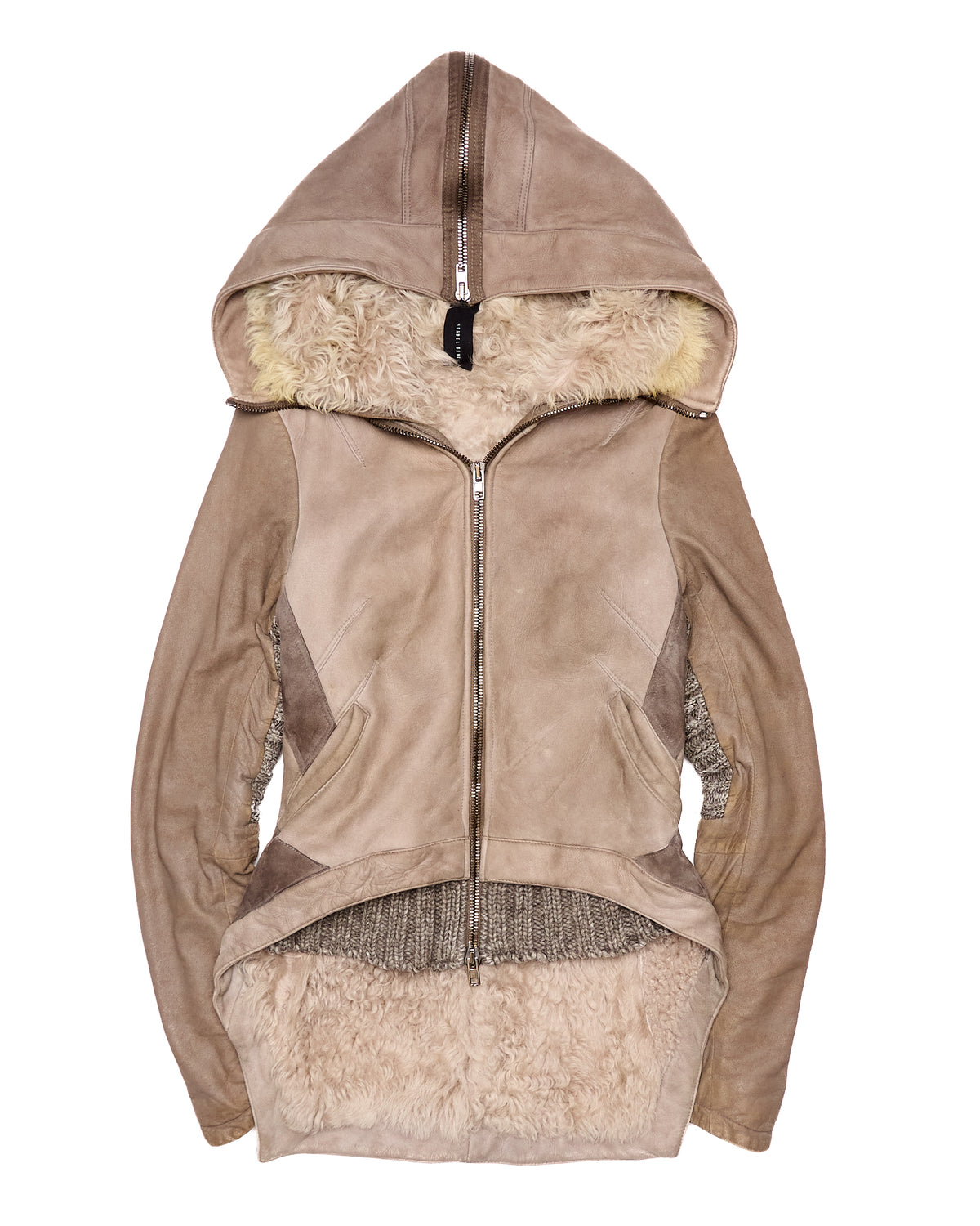 Isabel Benenato Hooded Leather Shearling Jacket