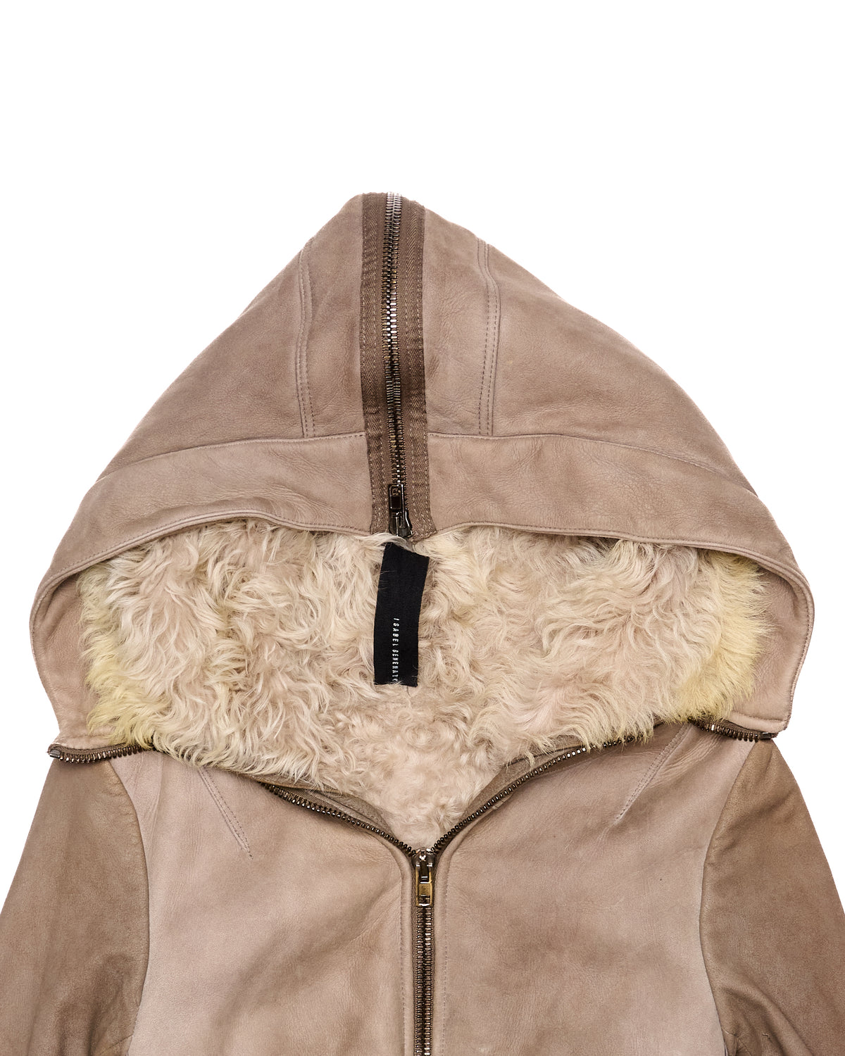 Isabel Benenato Hooded Leather Shearling Jacket