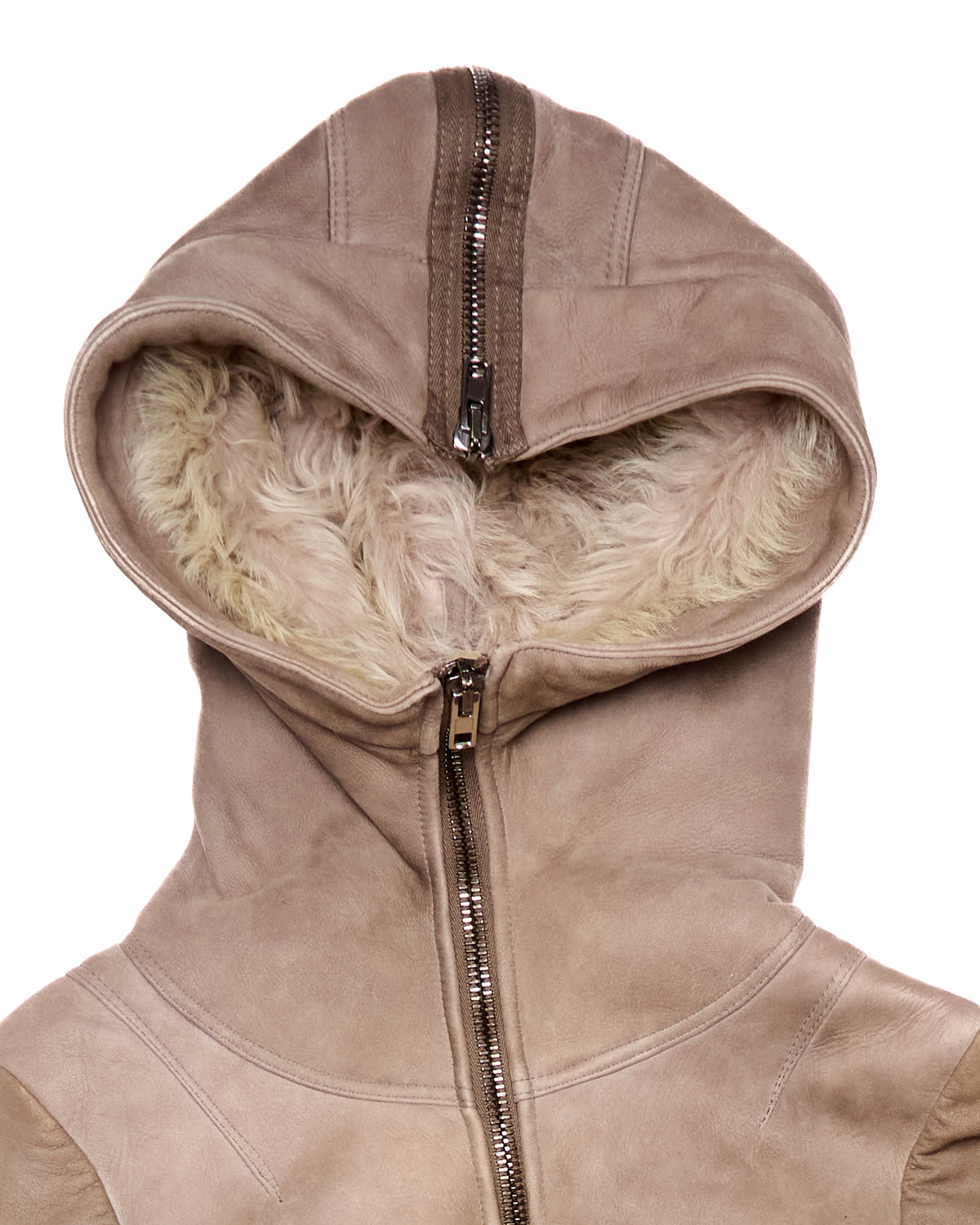 Isabel Benenato Hooded Leather Shearling Jacket