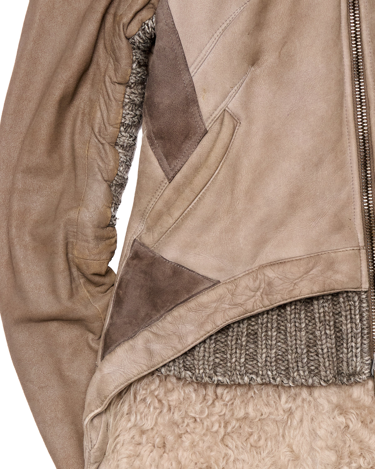 Isabel Benenato Hooded Leather Shearling Jacket