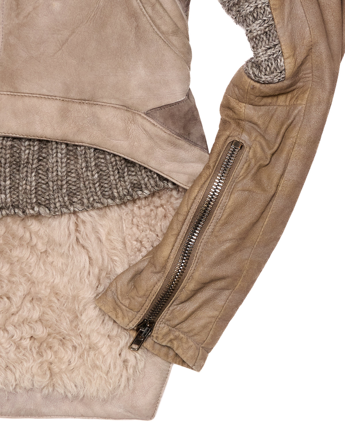 Isabel Benenato Hooded Leather Shearling Jacket