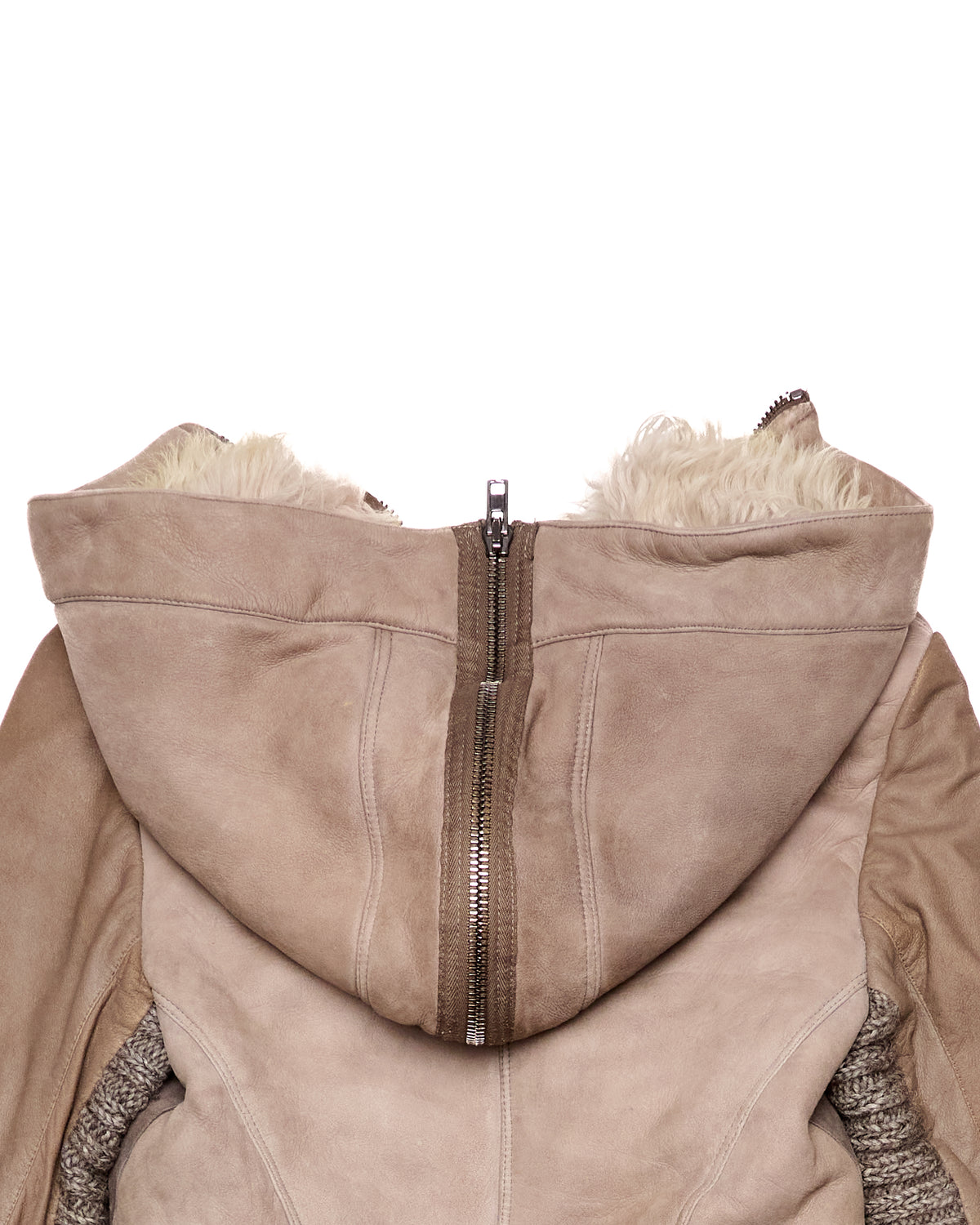 Isabel Benenato Hooded Leather Shearling Jacket