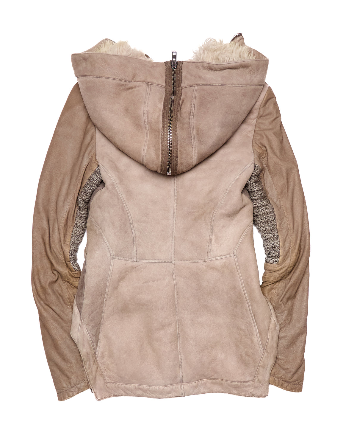 Isabel Benenato Hooded Leather Shearling Jacket