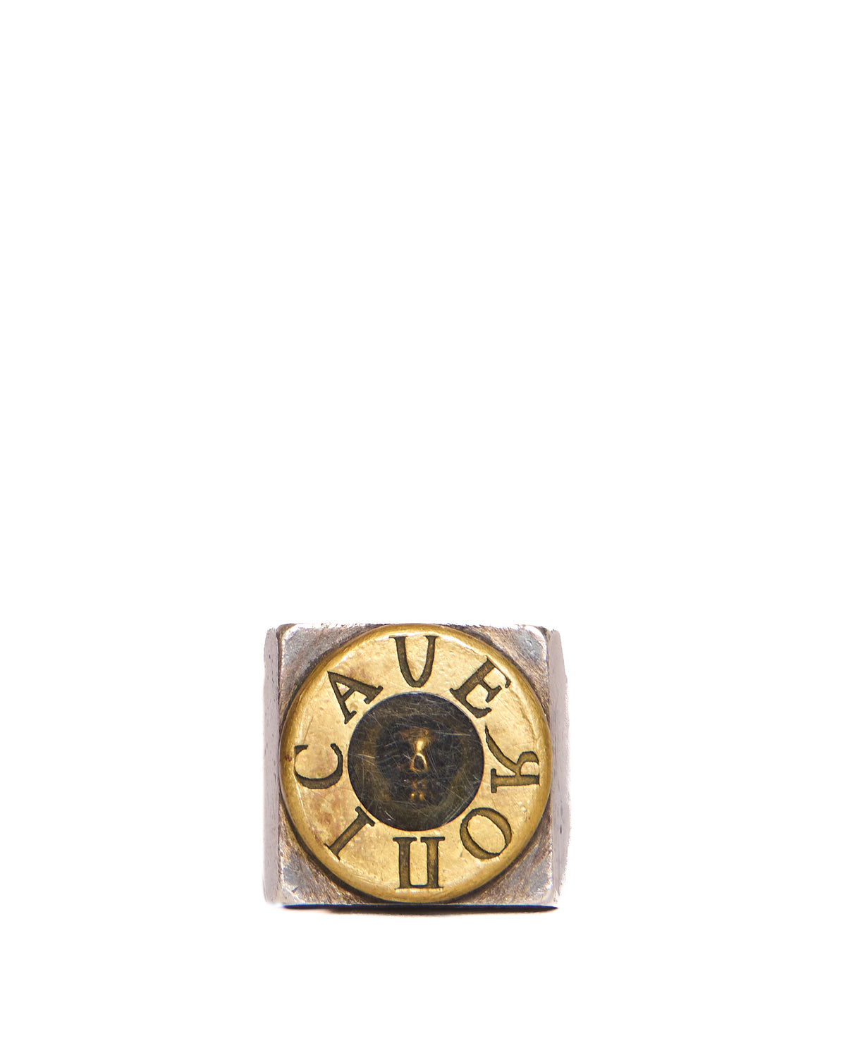 00s VERONICA by LED Rechwe Two-Tone Skull-Encased Signet Ring