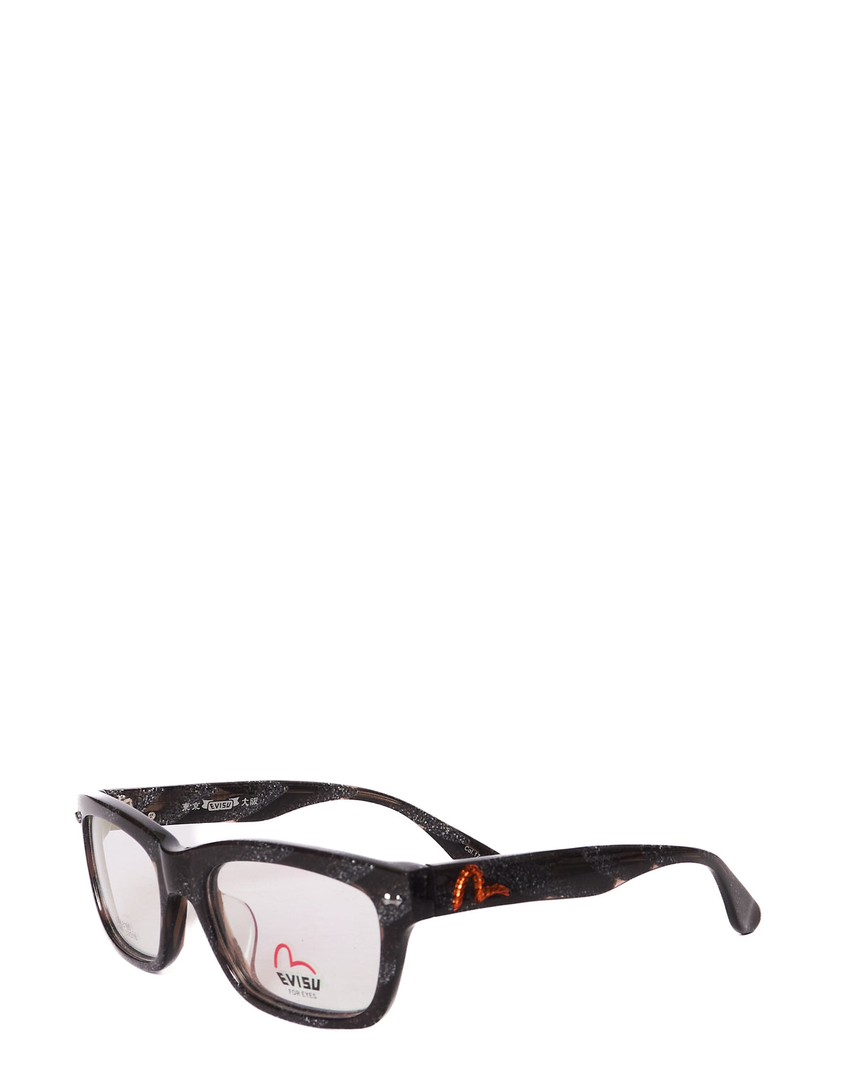 Early 00s Evisu “Galaxy” Acetate Black/Bronze Clear Lens Glasses