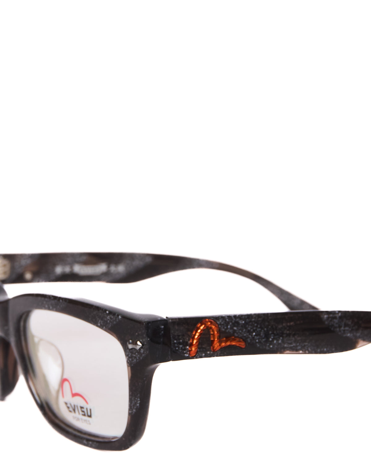 Early 00s Evisu “Galaxy” Acetate Black/Bronze Clear Lens Glasses