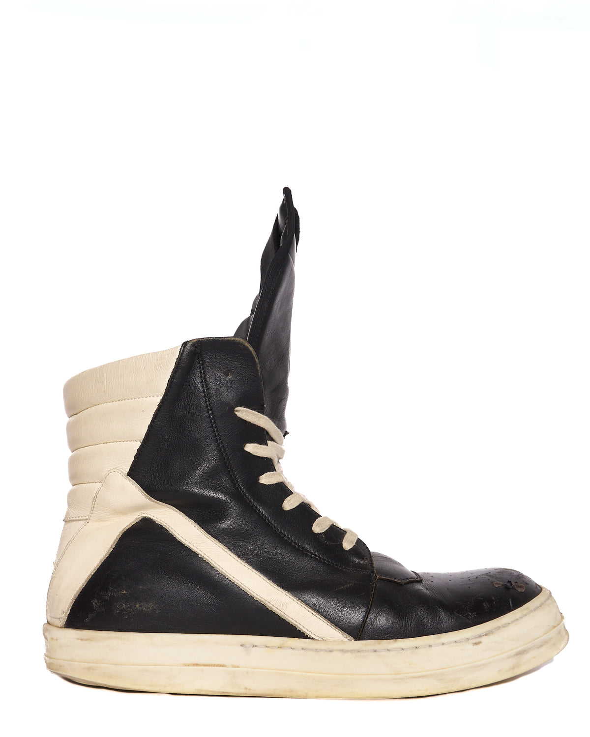S/S16 Rick Owens Black/Milk Leather Geobasket
