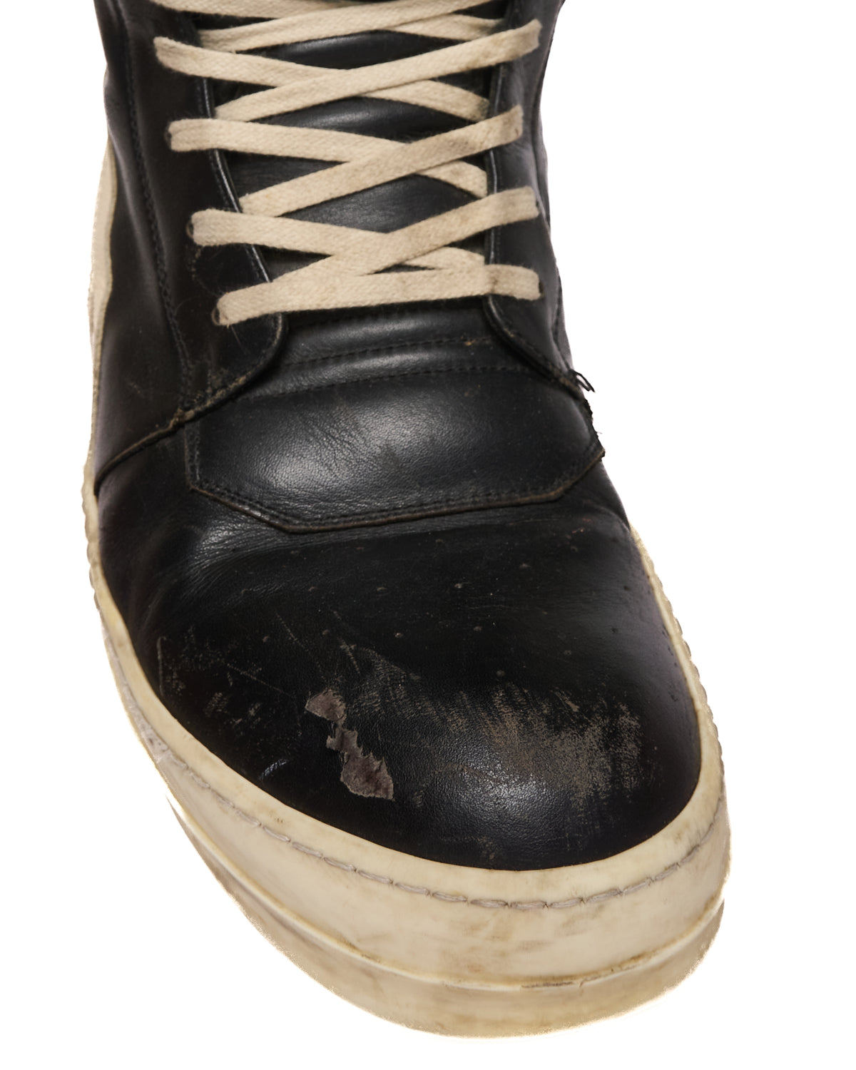S/S16 Rick Owens Black/Milk Leather Geobasket