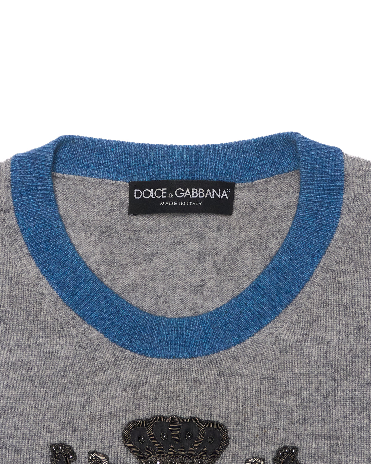 F/W16 Dolce & Gabanna Beaded Crest Cashmere Sweater
