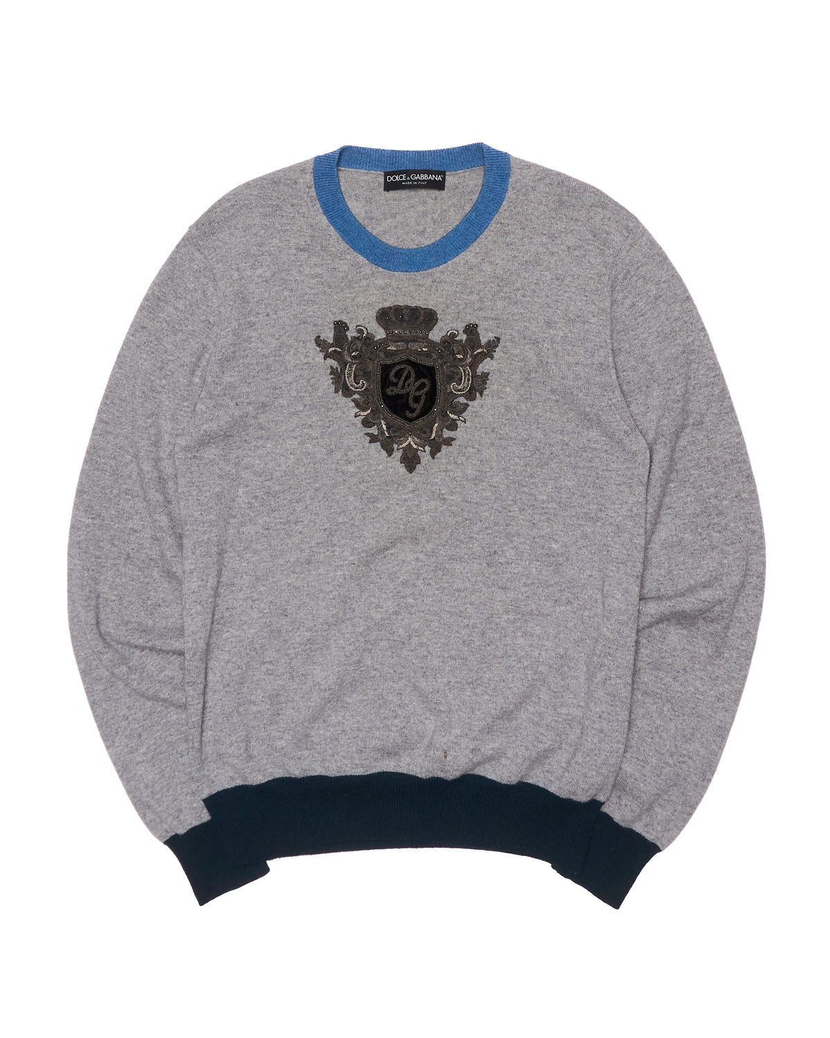 F/W16 Dolce & Gabanna Beaded Crest Cashmere Sweater