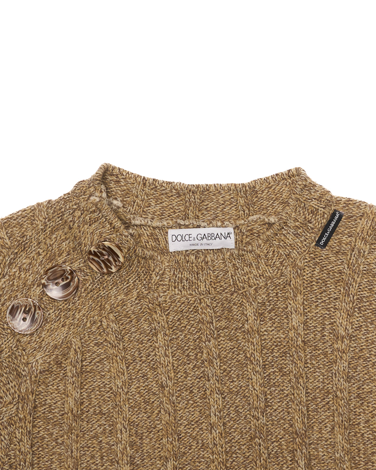 Late 90s Dolce & Gabanna Olive/Khaki Asymmetric Mock-neck Sweater